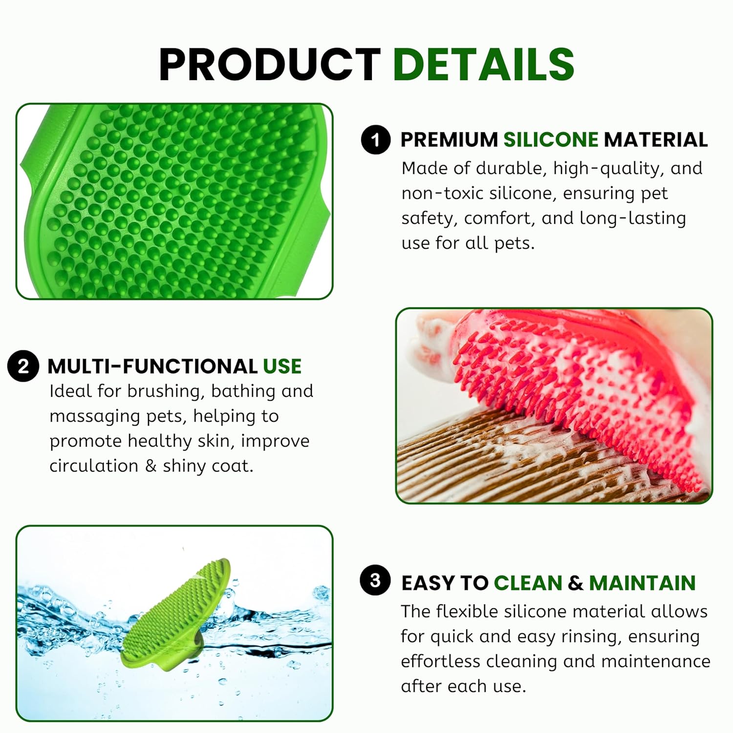 Foodie Puppies Pet Massage Rubber Bath Glove for Dogs, Cats, Rabbit, & Hamster | Grooming Shampoo Washing Soothing Bristles Hand Brush Comb - 1 Piece (Soothing Glove) Foodie Puppies Pet Massage Rubber Bath Glove for Dogs, Cats, Rabbit, & Hamster | Grooming Shampoo Washing Soothing Bristles Hand Brush Comb - 1 Piece (Soothing Glove)