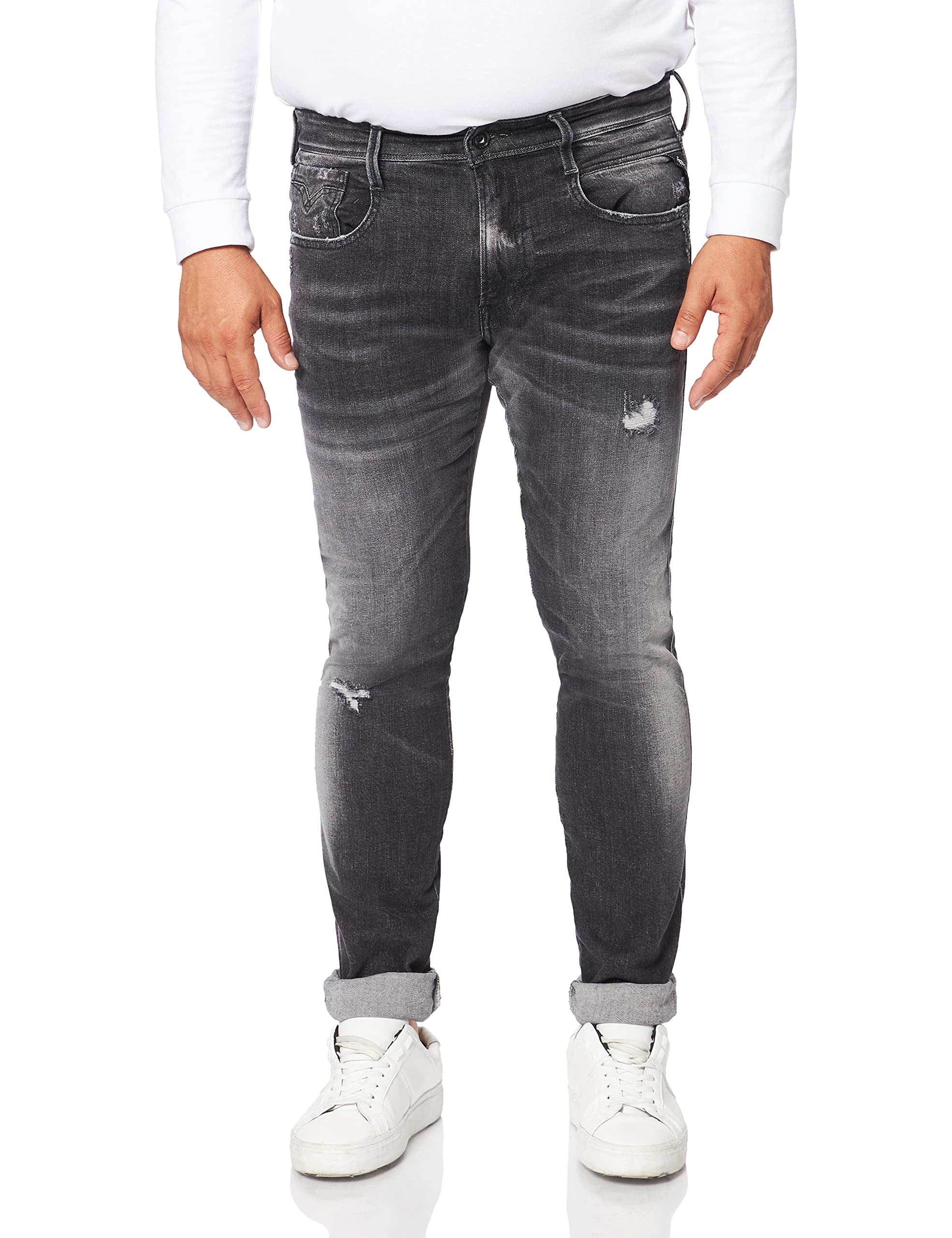ReplayMen's Anbass Aged Jeans, 097 Dark Grey, 32W / 36L