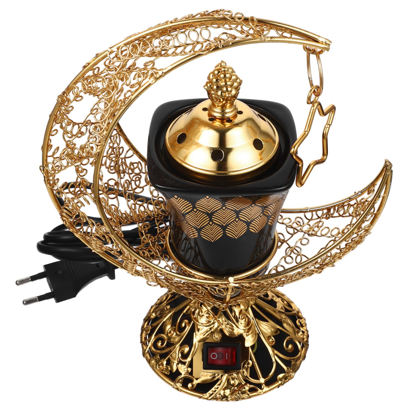 LIFKOME Stufa Elettrica Retrò in Materiale Refrattario Bruciatore di Aromi Decorativo Porta Profumi Aromatici per Ambienti Interni, Bruciatore d'Epoca per Casa e Ufficio