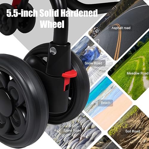 Miniatura 5 de Cochecito para mascotas de 4 ruedas, cochecito plegable para perros medianos y pequeños, gatos, cochecito de viaje para trotar con canasta de