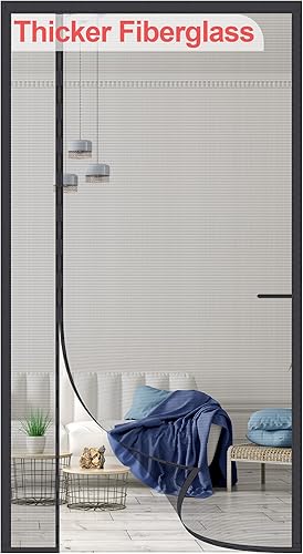Puerta de pantalla magnética mejorada más gruesa de 8.99oz malla de fibra de vidrio, apertura lateral izquierda derecha, se adapta a puertas de 38 x