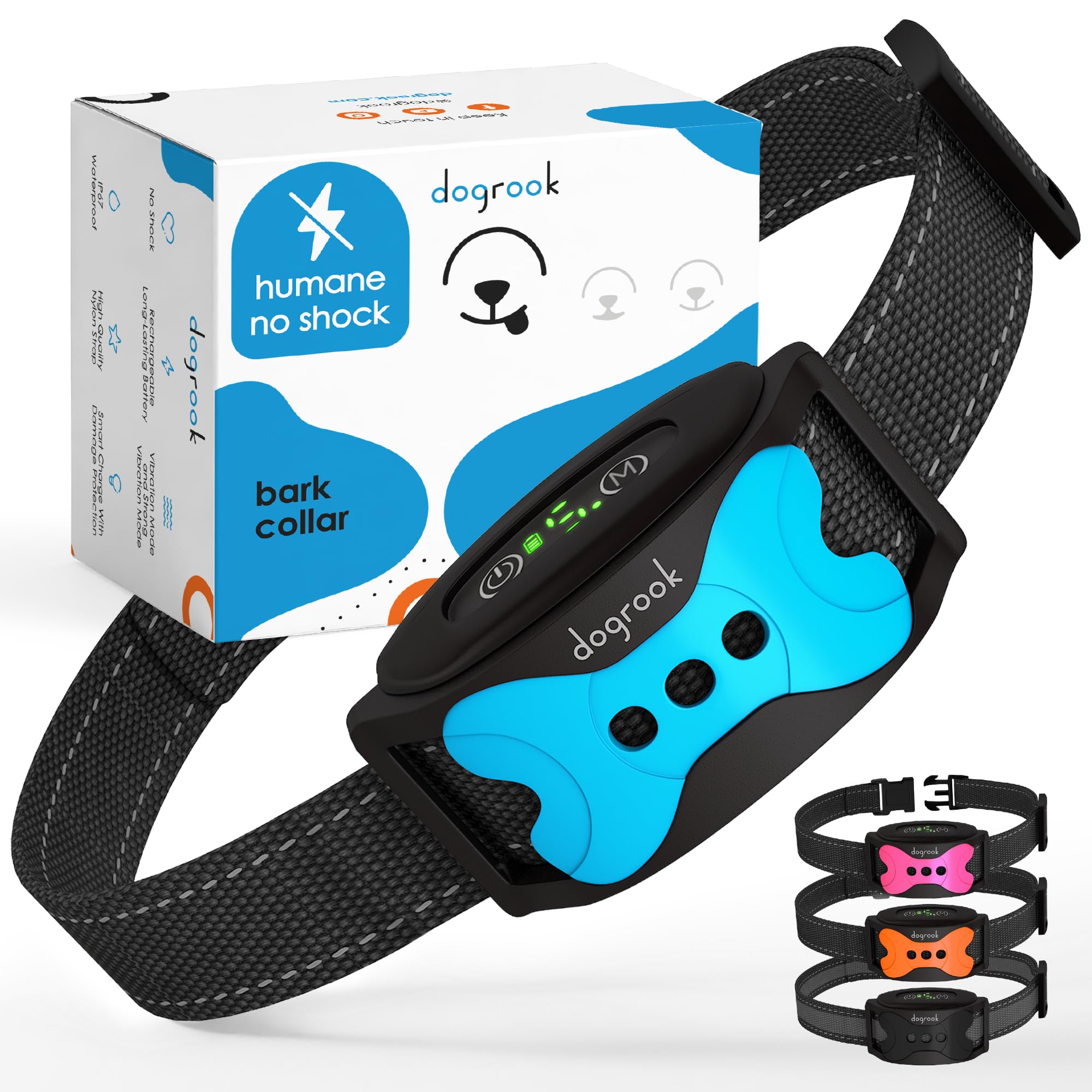 Dogrook Humane No Shock Rechargeable Bark Collar