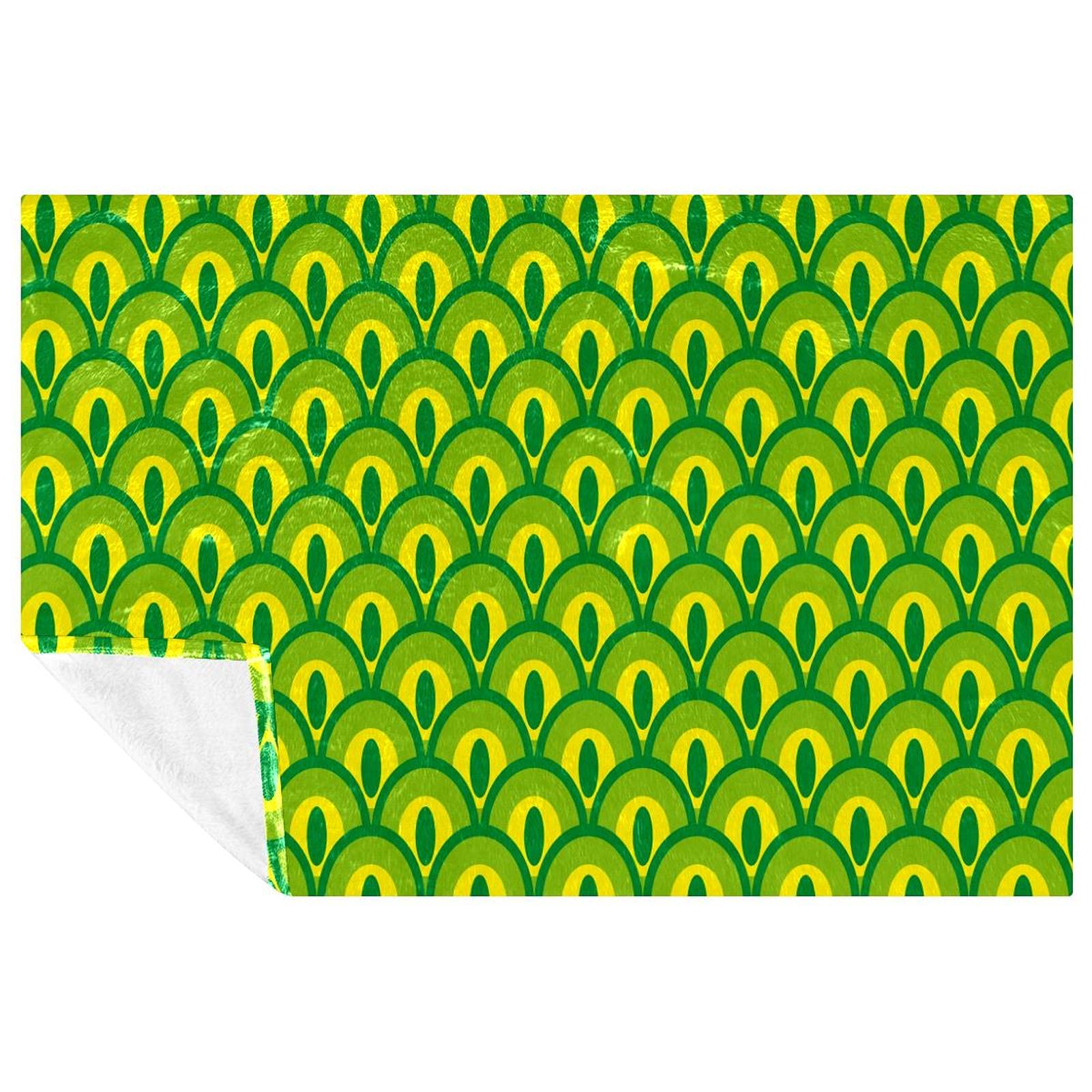 Couverture verte 150x100 cm avec motif queue de paon pour lit et canapé