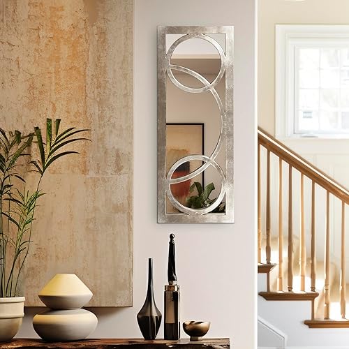 Miniatura 4 de Howard Elliott Dynasty - Espejo de pared rectangular para colgar, 15.0 x 37.8in, color plateado