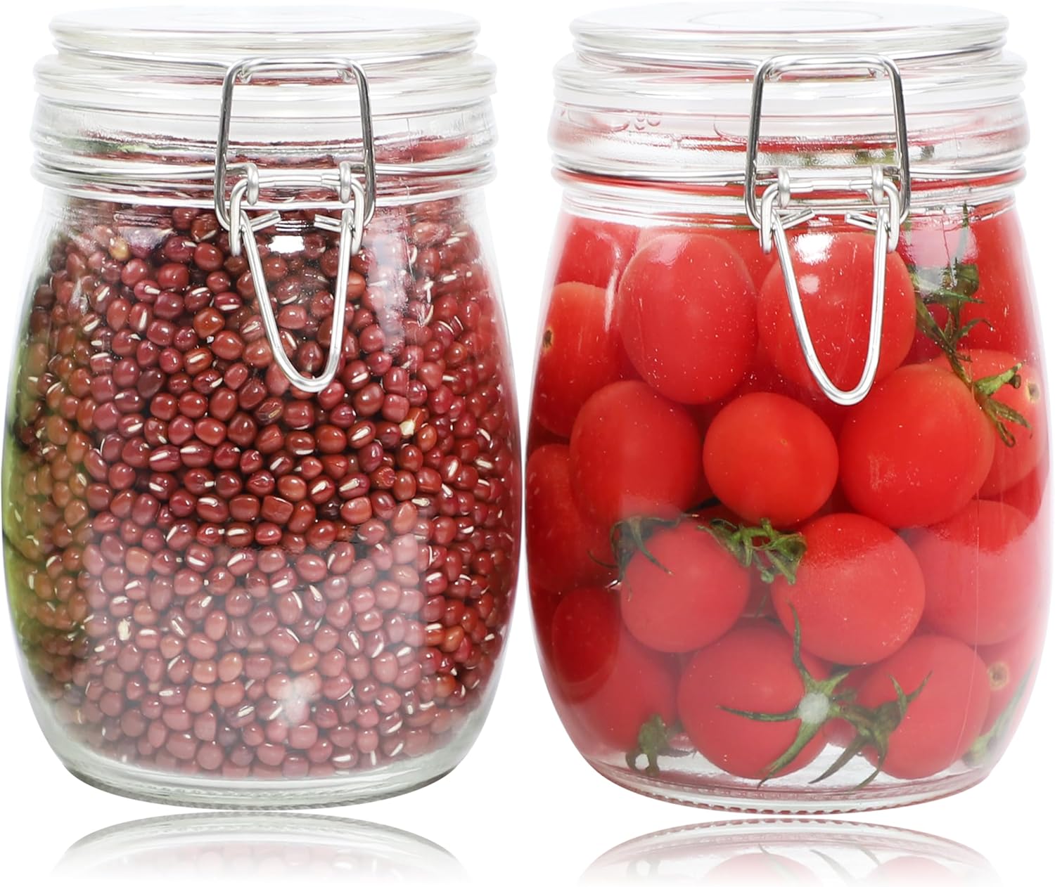 Glass Jars With Airtight Lid 24 Oz (Set Of 2) Wide Mouth Mason Glass Sealed Storage Canisters Leakproof For Coffee Sugar Nuts Spice Refrigerator Pickles & Preserves Tea For Fridge Kitchen Pantry