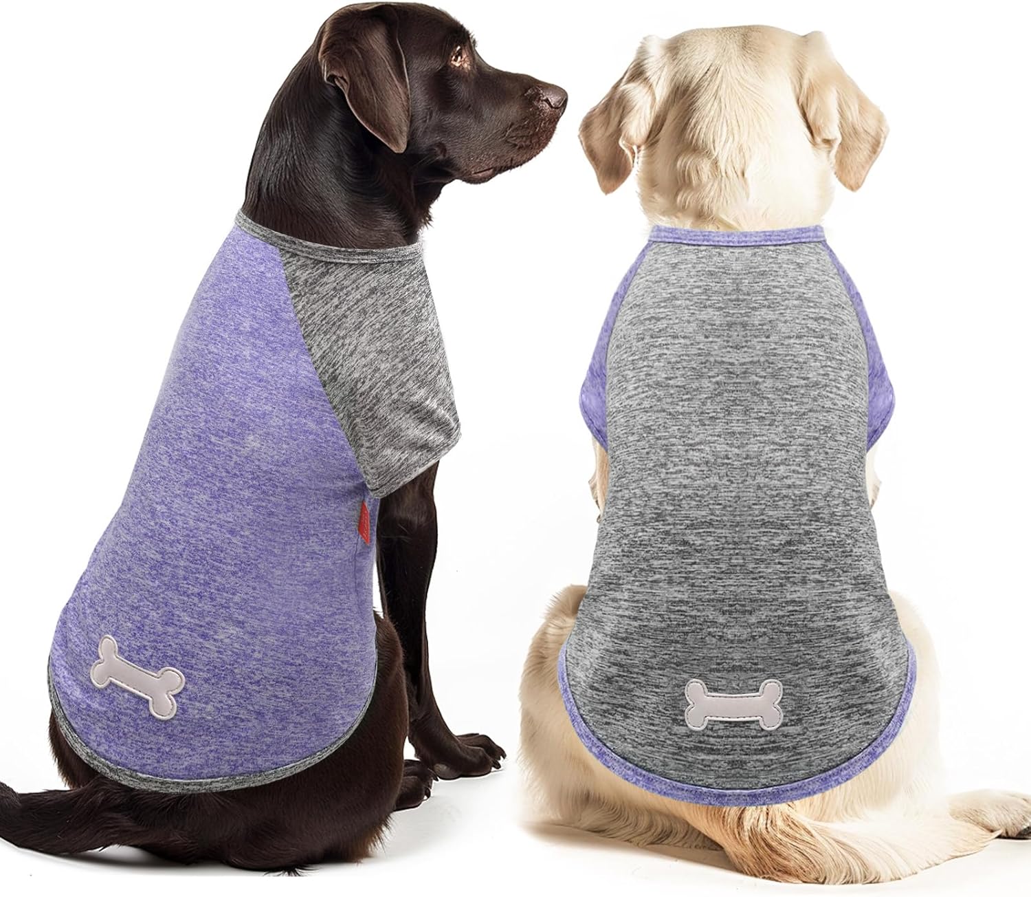 KYEESE 2Pack Dog Shirt with Sleeves, Lightweight Sun Protection Dog T Shirts for Small Dogs Girl, Breathable Pet Tank Top Reflective Dogs Clothes for Summer Outdoor Walking, Rose+Grey, M