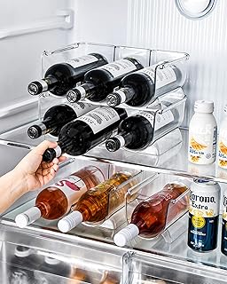 Transparent Wine Rack Stackable Bottle Holder for Refrigerator Beverage Storage and Organization at Home (1 Link)