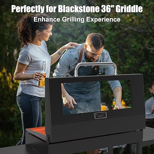 Miniatura 6 de Outspark Tapa con bisagras para parrilla Blackstone de 36 pulgadas, capucha de parrilla de visión transparente mejorada para Blackstone de 36