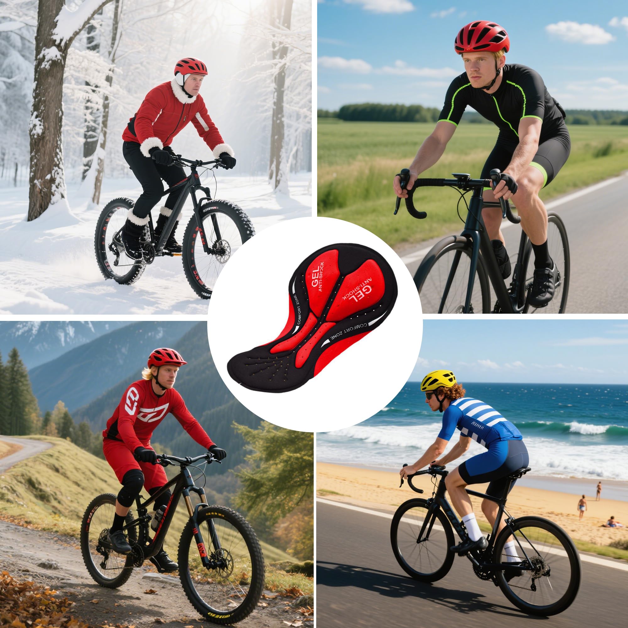 Cyclisme Shorts Gel Rembourré Antichoc Vélo sous-Vêtements Respirant