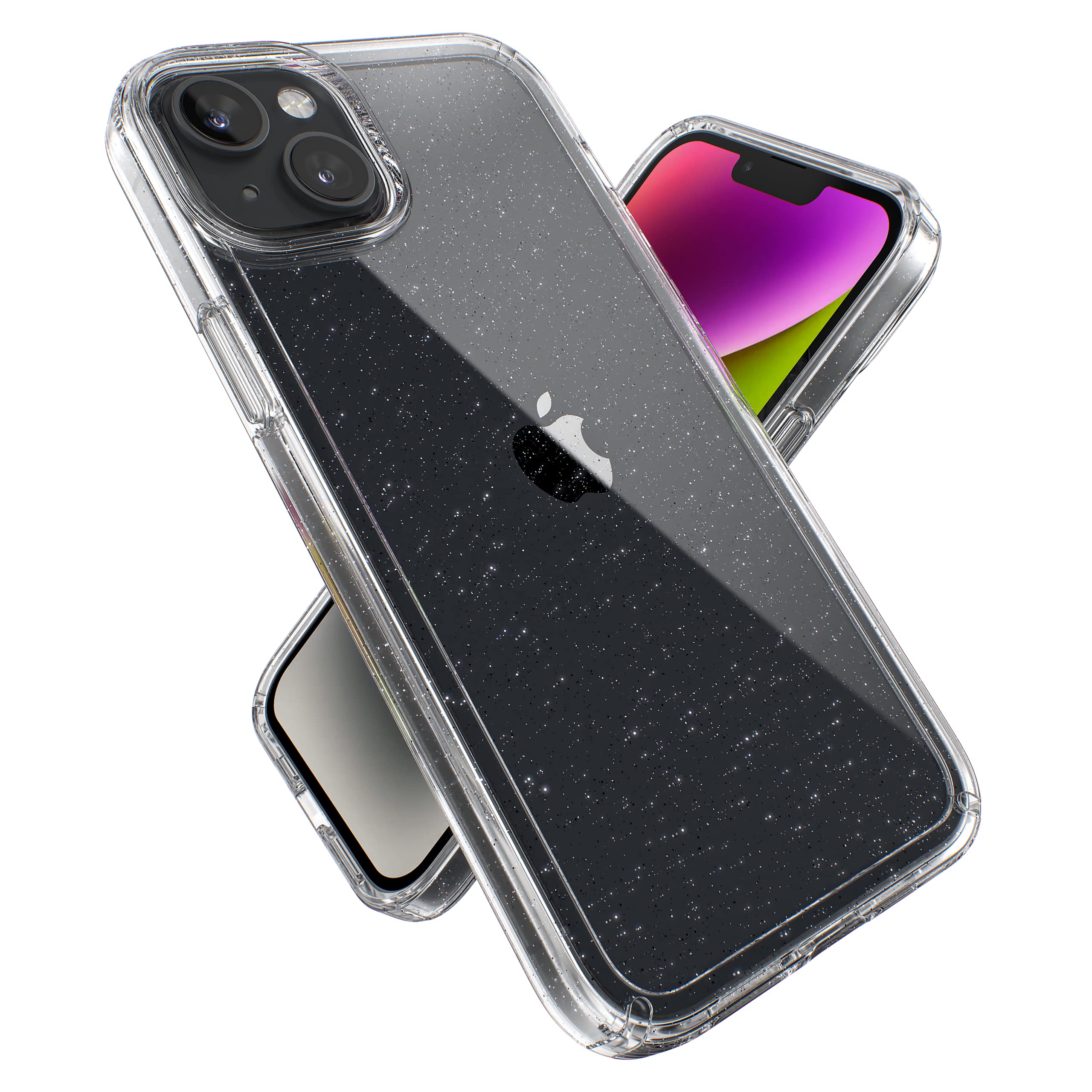 Speck Products Gemshell Glitter Case fits iPhone 14 Plus 6.7" Model, Clear/Clear W/Platinum Glitter Case