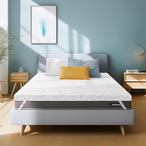 Miniatura 2 de Subrtex Funda para Cubrecolchón Tamaño Queen de 3 Pulgadas (Solo Funda) Protector de Cubrecolchón Ropa de Cama Forro Extraíble con Cierre de