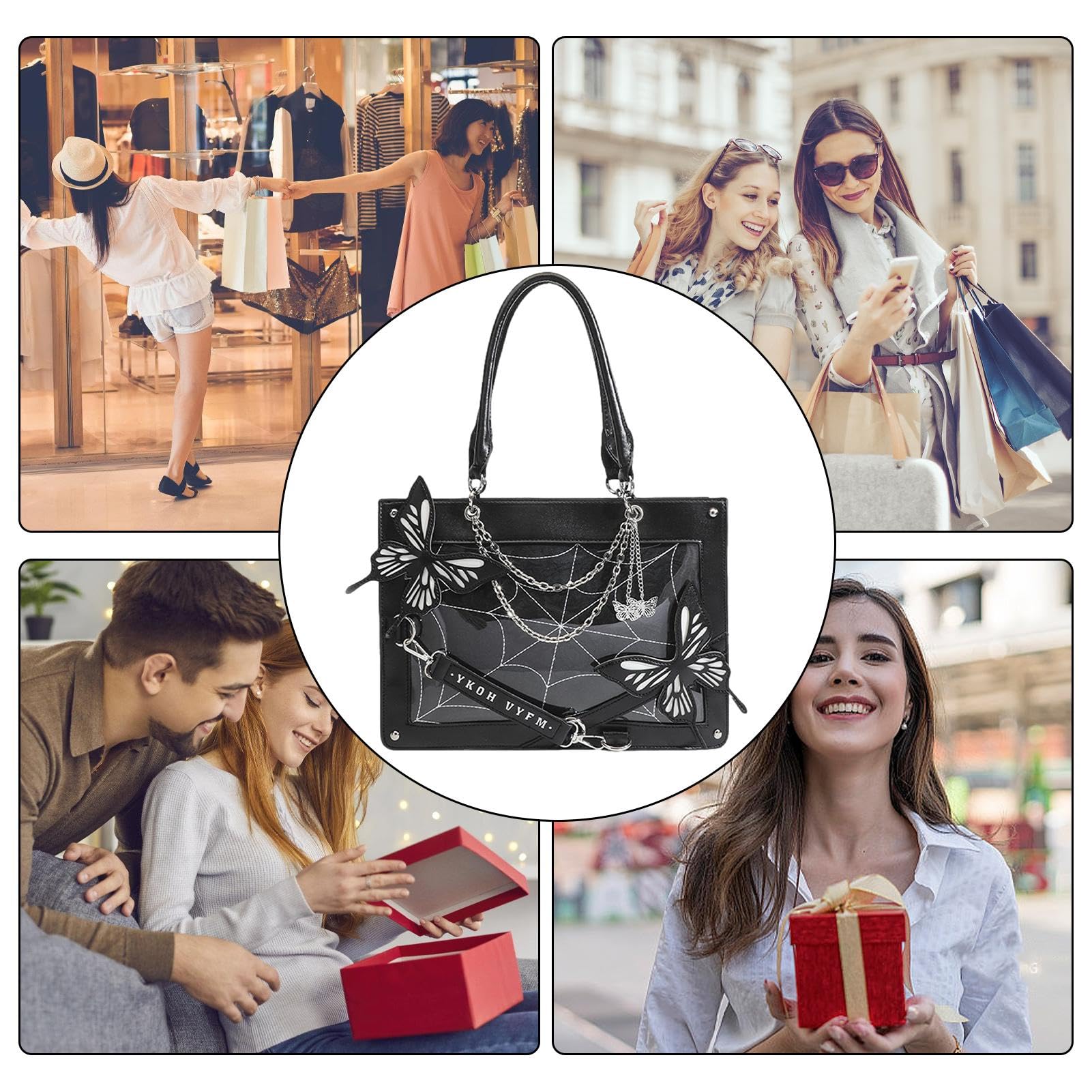 Bolso de la compra de la mariposa, bolso de la mariposa de estilo gótico oscuro - Bolsa de compras reutilizable para mujer, gimnasio, picnic, viajes, playa, compras, compras