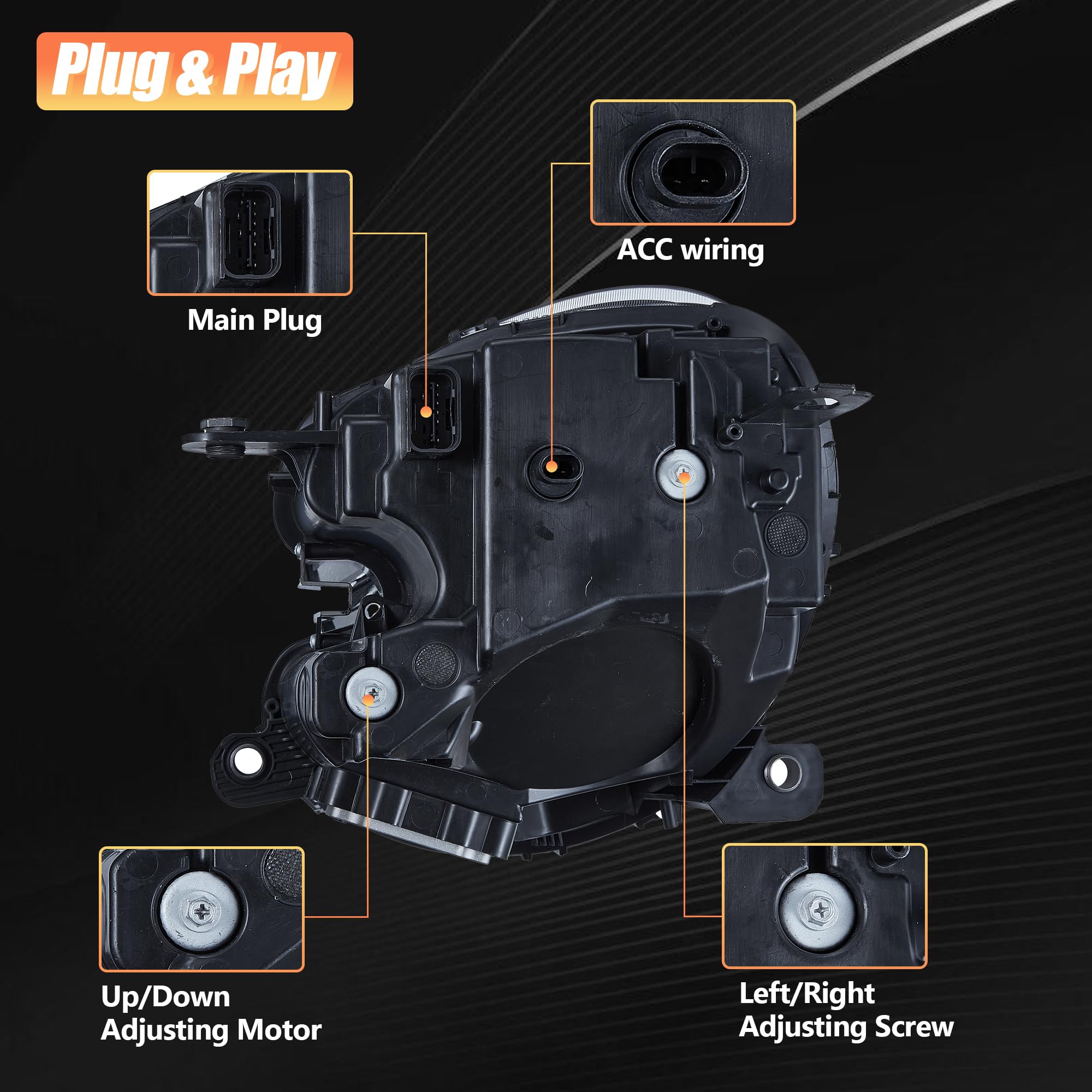 VLAND Full led Fari per Mini Countryman R60 2010-2017, DRL con effetto respirazione, 1 set