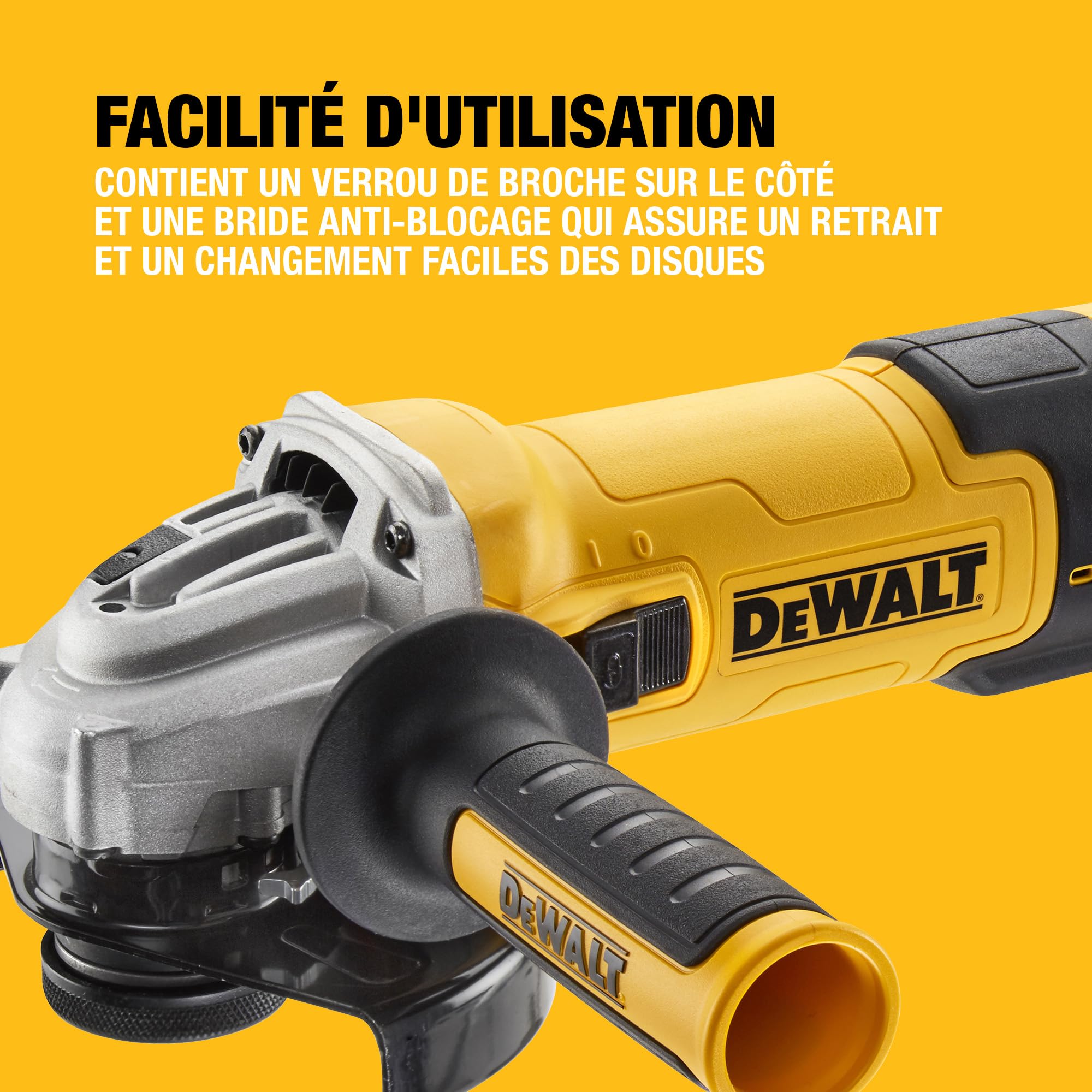 DEWALT - Meuleuse d'angle filaire 125mm à vitesse variable, 1500W avec interrupteur anti-redémarrage - Kit de surfaçage, DWE4257KT-QS