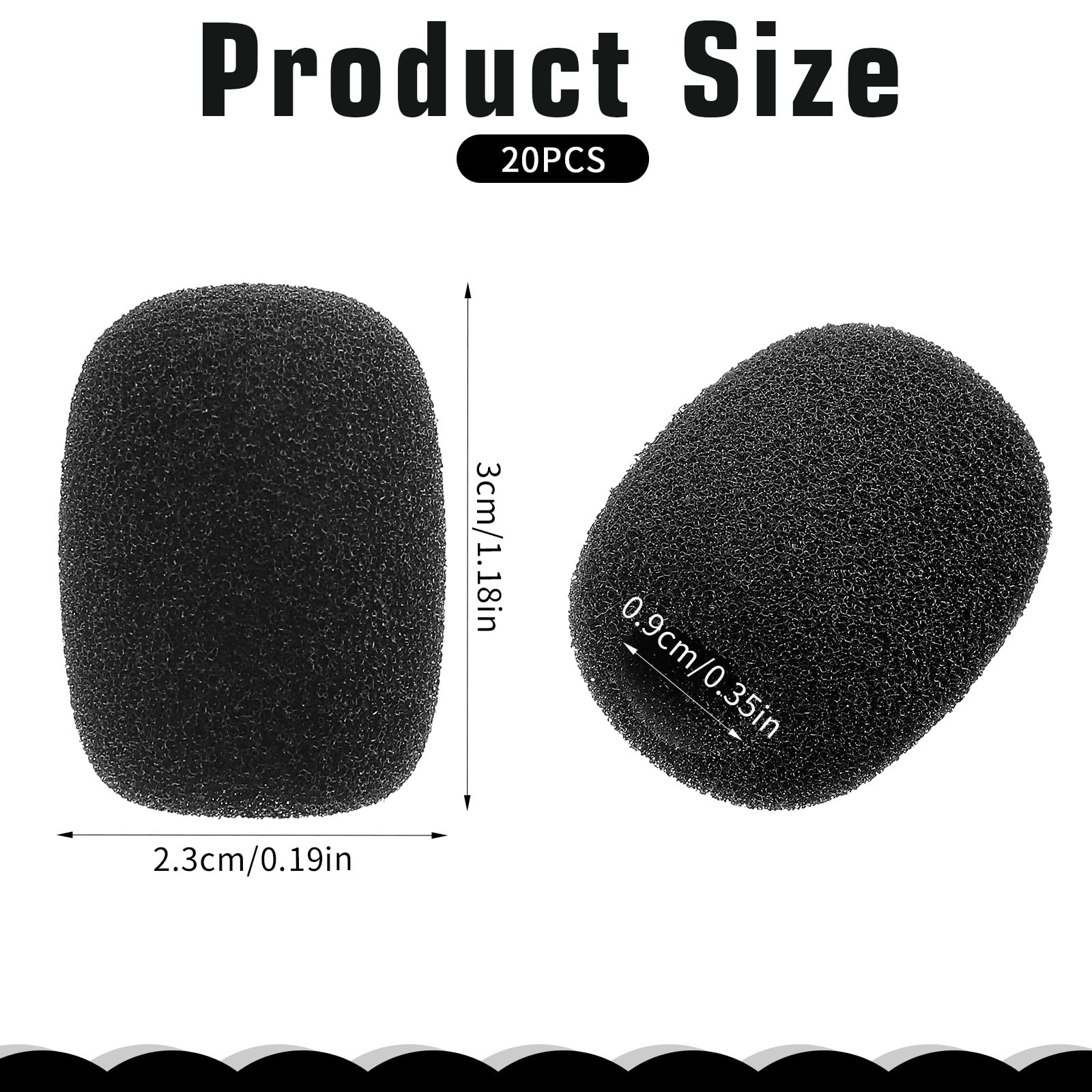 Ymapinc 20 Pack Mini Microphone Foam Covers, High-Density Black Microphone Windscreen, Universal Mic Foam Cover for Headset Microphones for Noise Reduction