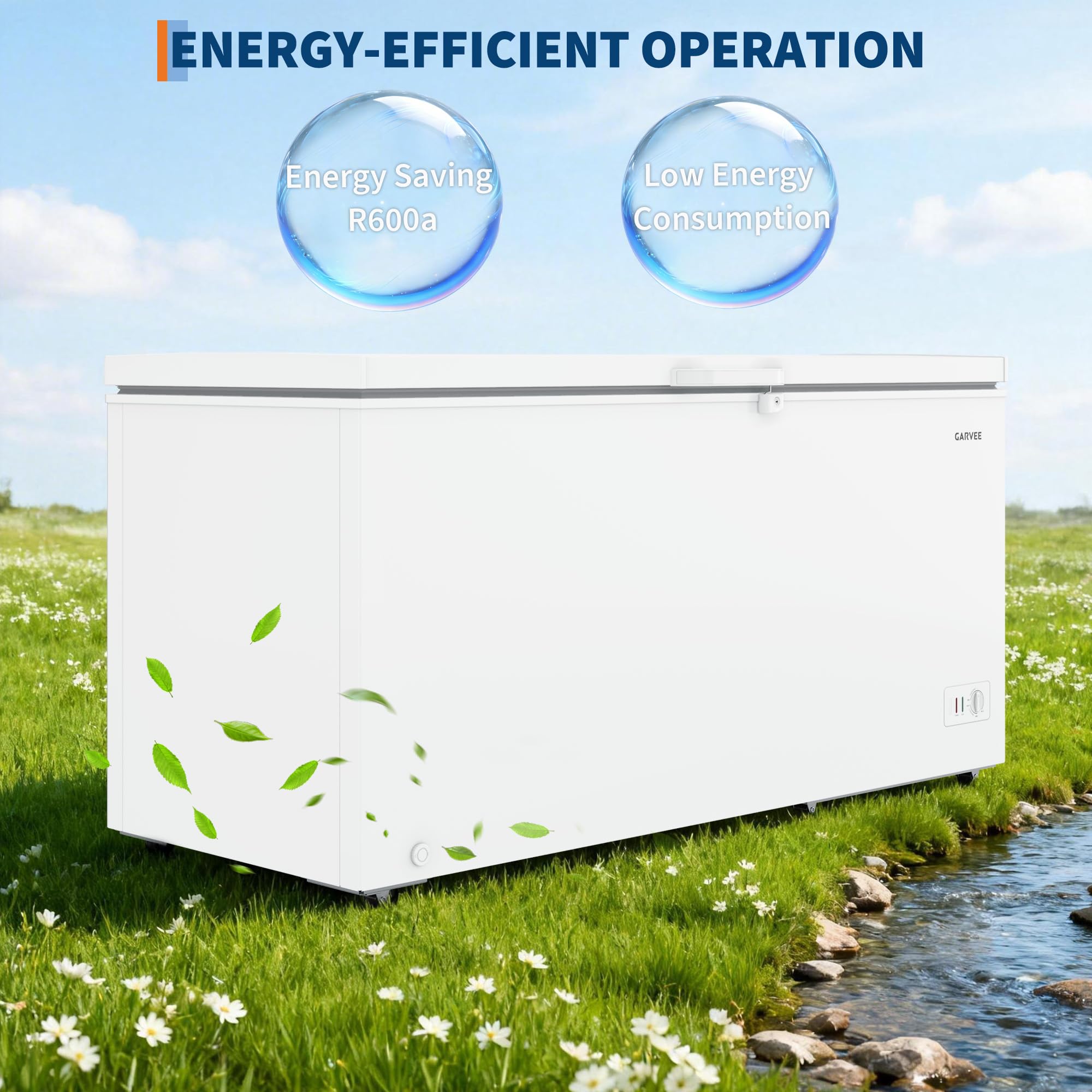 Chest Freezer 17 Cu. Ft, Convertible Deep Freezer with 2 Removable Baskets, 6 Casters & LED Light, Defrost Drain, Exterior Lock with Key, R600a for Home, Garage, Kitchen on Fridge.com
