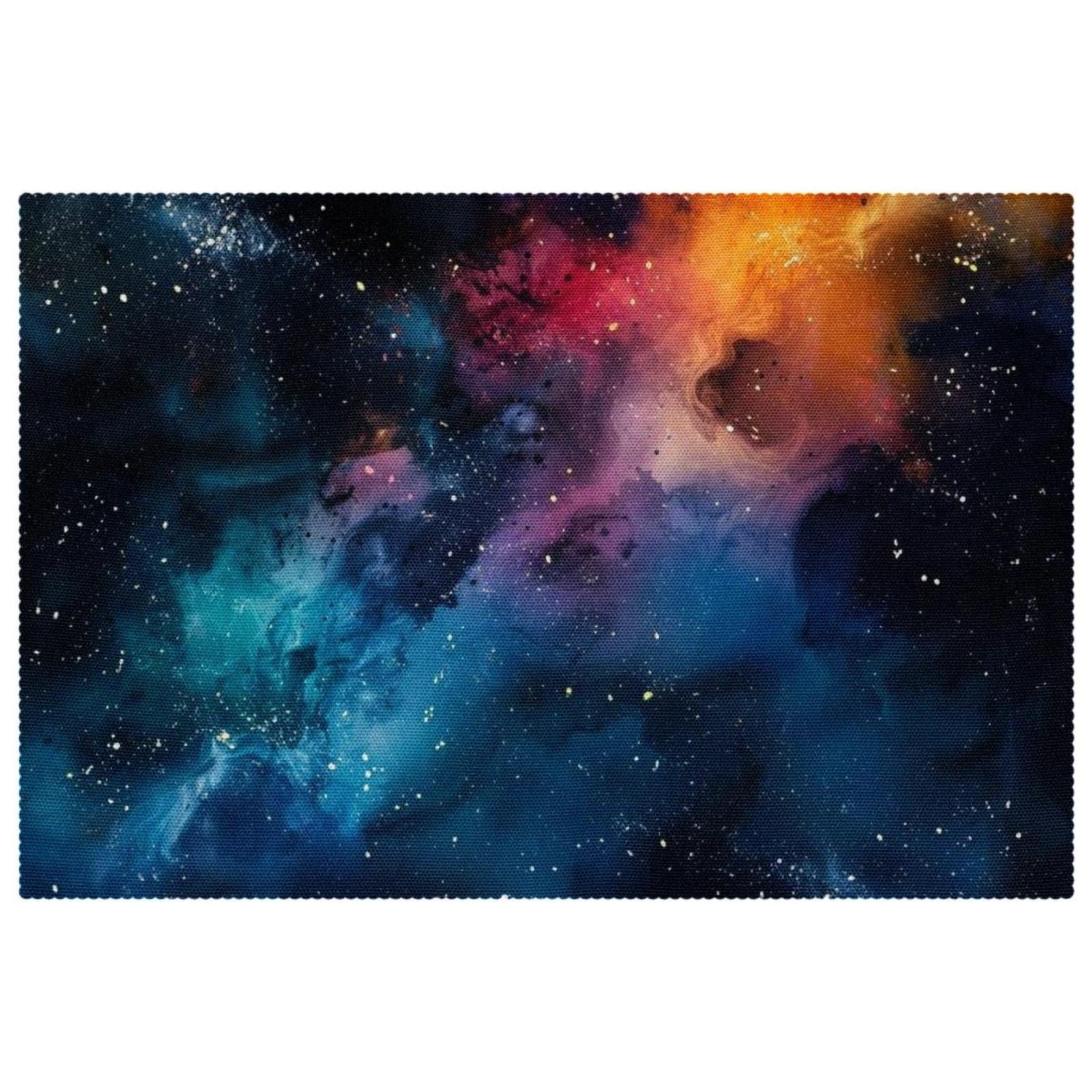 Set de table galaxie nébulaire antidérapant et résistant pour repas x6