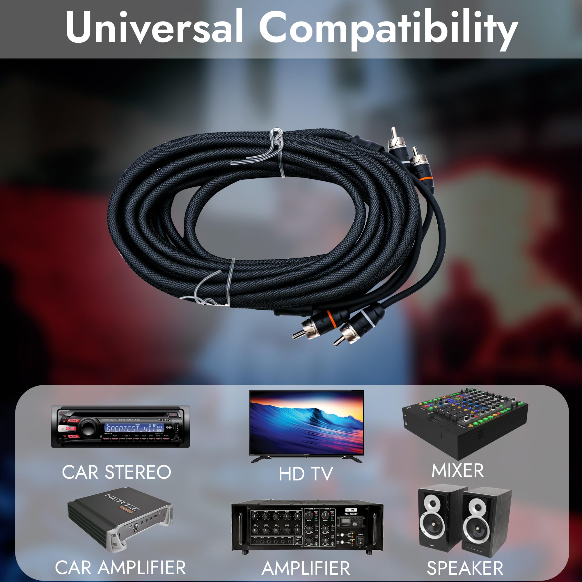 Elite Audio EA-PRM17 - Cable RCA de cobre libre de oxígeno de 2 canales, 17 pies, par trenzado macho a macho con reducción de ruido