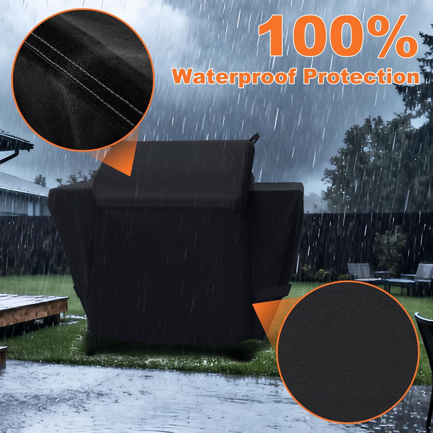Grill Cover for Traeger Select Elite Pellet Grill, for Traeger Select Pro Pellet Grill, 600D Heavy Duty Waterproof UV Resistant Rip-Proof Smoker Cover, Outdoor Barbeque Accessories