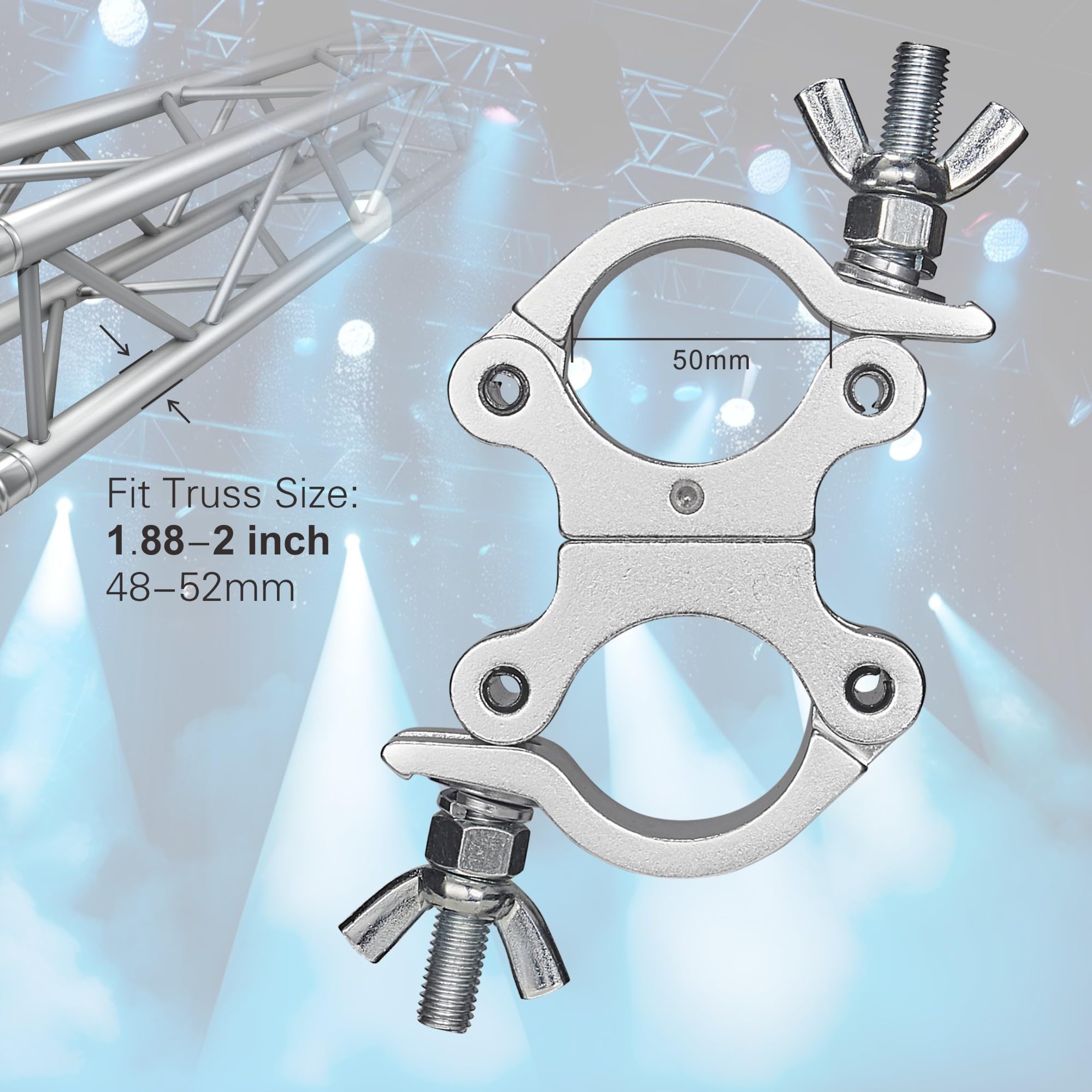 Abrazadera giratoria Pro TUV de 5 cm, 2 paquetes de 2 unidades de acoplador giratorio de 500 kg, abrazaderas de armadura de 50 mm, giro de doble cabeza según sea necesario, dos abrazaderas