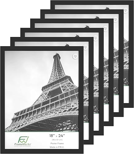 Vista 62 de FrameWorks Marco para póster de madera de 18 x 24 pulgadas, marcos clásicos de color negro mate con vidrio acrílico inastillable, fotos, pósters