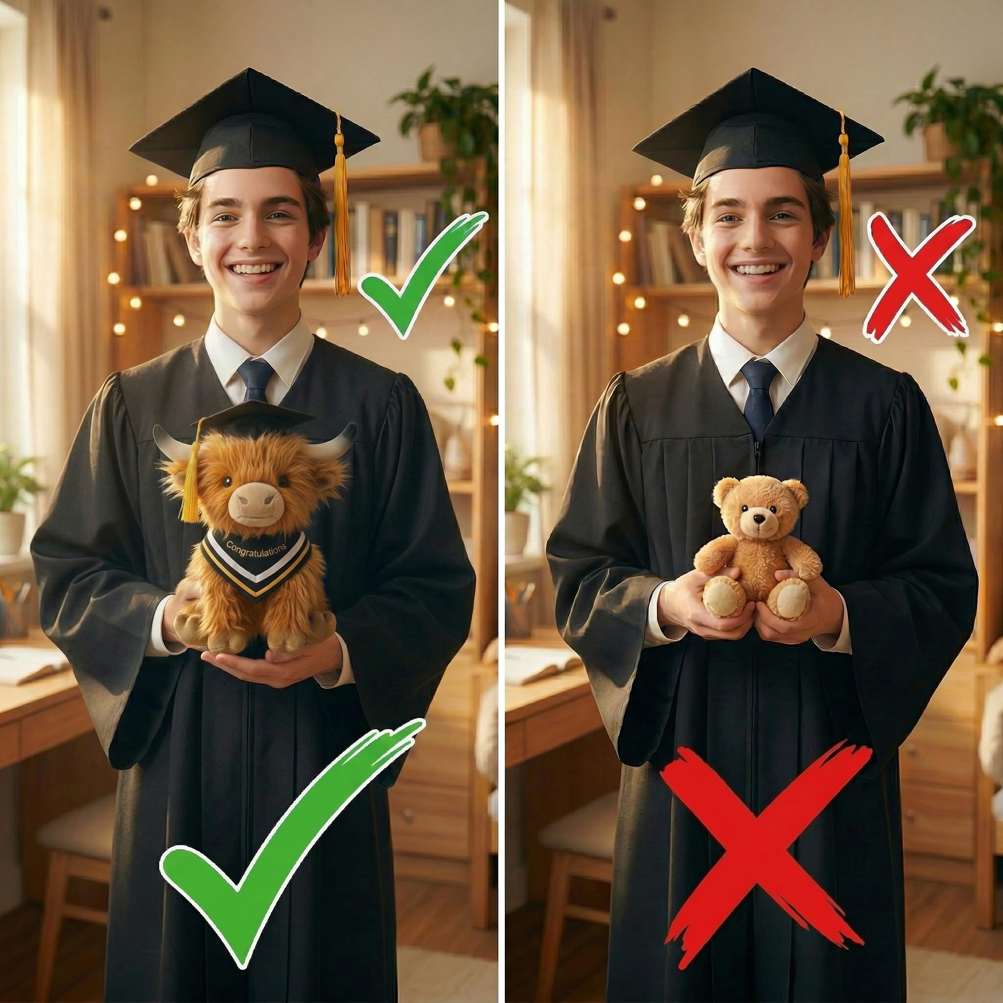 GADITIEK Graduation Gifts 2026 Highland Cow Plush – 25CM Large Graduation Bear Alternative, Soft Keepsake with Cap & Gown, Graduation Gift for Her Him, Unique Graduation Present — view 3
