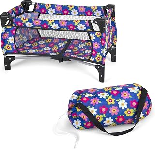 FashNKolor Baby Doll Pack n Play Crib Set - Foldable Bassinet, Blanket & Carry Bag for 20" Dolls, Easy Storage Toy Playpen