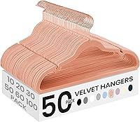 Vista 10 de SONGMICS - Perchas de terciopelo 50 unidades, perchas antideslizantes con muescas para hombros, barra para pantalones, gancho giratorio de 360°