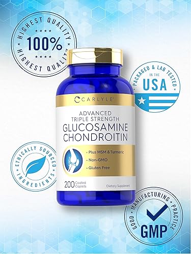 Miniatura 6 de Carlyle Glucosamina condroitina MSM cúrcuma | 4050 mg | 200 unidades | Suplemento avanzado de triple fuerza | Sin OMG y sin gluten