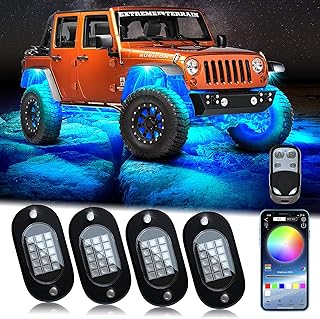 Auto RGB LED Rock Licht Kit, Multicolor Hell Neon Light mit APP/RF-Steuerung,DIY Musikmodus Wasserdichtes Under Glow Light...