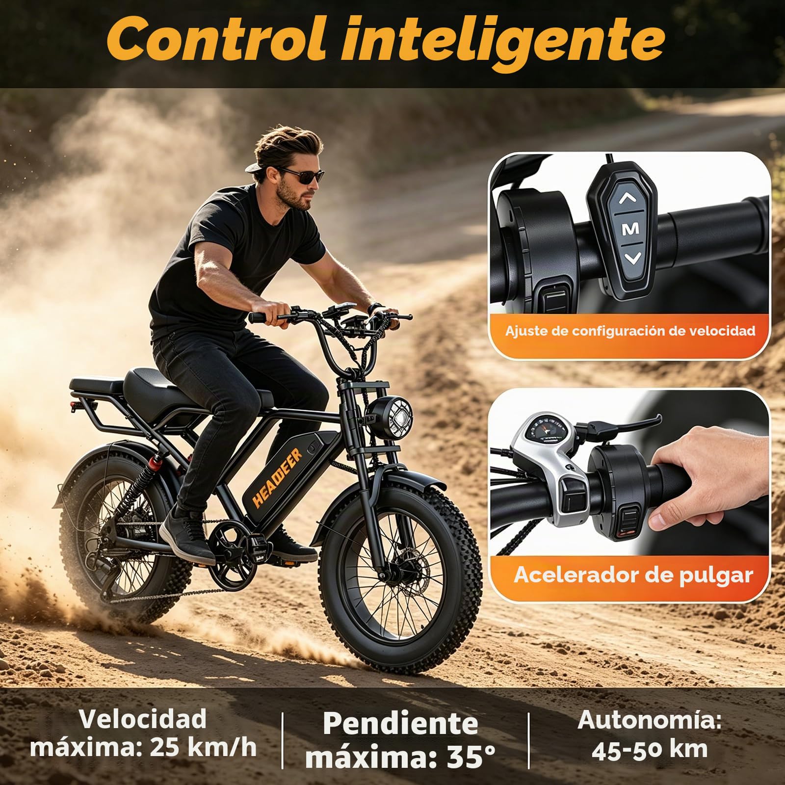 Bicicleta eléctrica para Adultos BK20, batería extraíble de 48 V y 20 Ah, Bicicleta de montaña con neumáticos Anchos de 20×4, autonomía de 50-100 km, Frenos de Disco Dobles y Doble suspensión