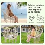 TORIBIO Hammock Chair, Egg Chair, Cotton Rope Swing for Indoor Outdoor | Max Weight 330 lbs, with Hanging Hardware Kit, for Bedroom Indoor, Outdoor, Patio, Yard, Garden, Kids, Adults, White