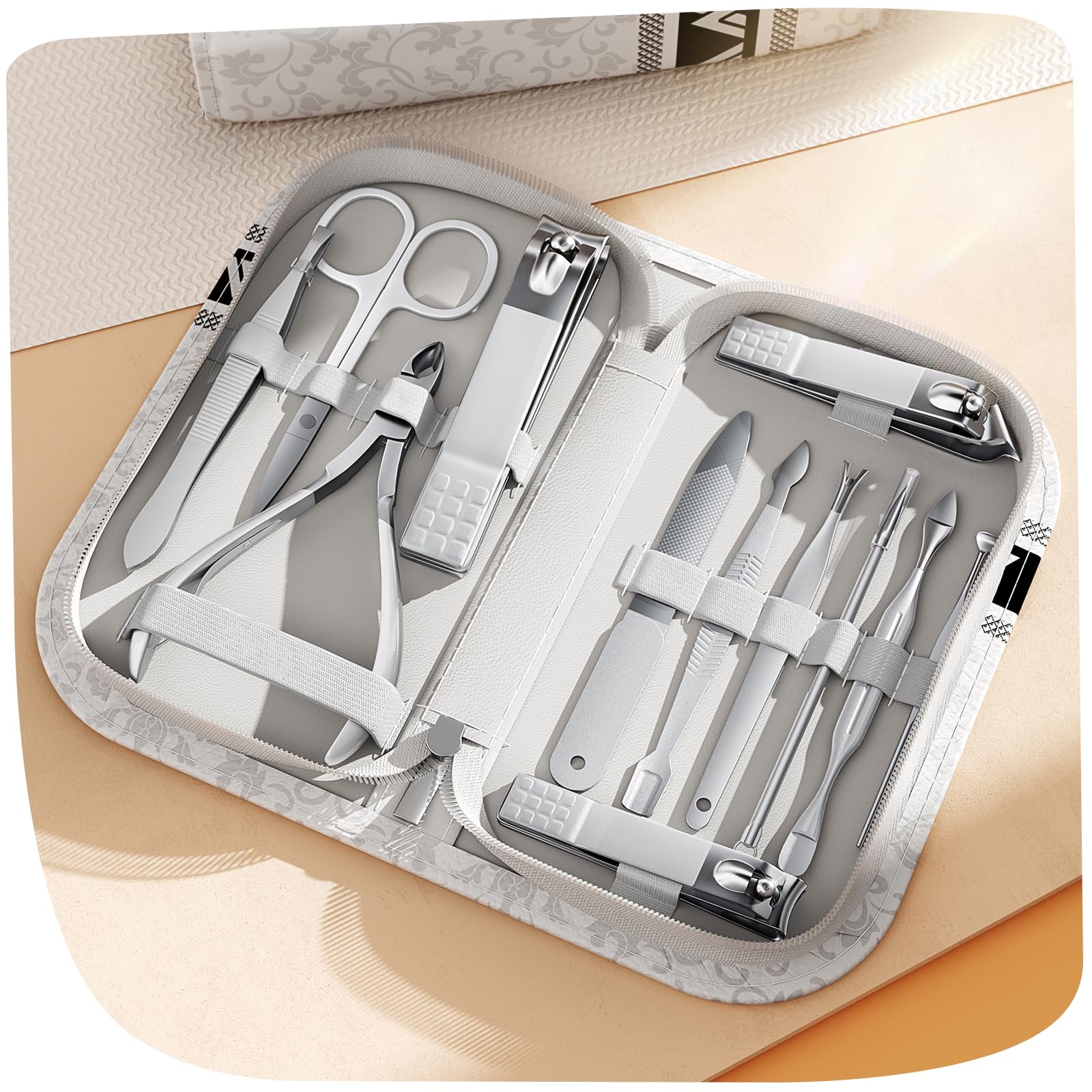 Wesdut Manicure kit for Women – Nail Clippers, Cuticle Trimmer, Tweezers, Metal File, and Travel Case – Professional-Quality Tools for Home, Travel, or Gift Use 12in1 12.0