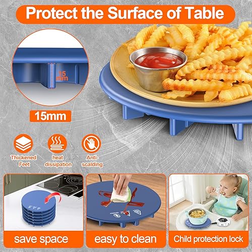 Miniatura 5 de Tapete de calentamiento de alimentos mejorado, tapete de calentamiento de silicona 6 en 1 para calefacción rápida de alimentos, bandeja de