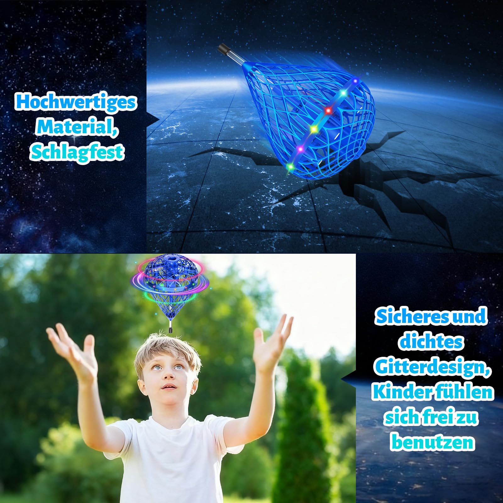 Mini drone per bambini, palla volante con luce RGB, rotazione 3D, palla con 1 batteria, regalo di compleanno per ragazzi, bambini a partire dai 6 anni in su