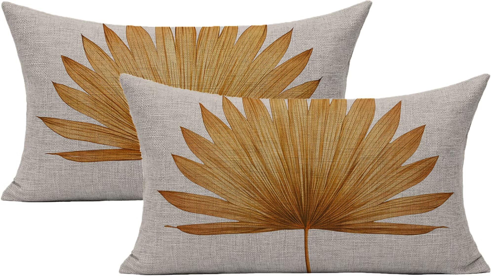 Housse de coussin extérieur imperméable 40x80cm Lpfieonn, lot de 2 en lin blanc avec zip