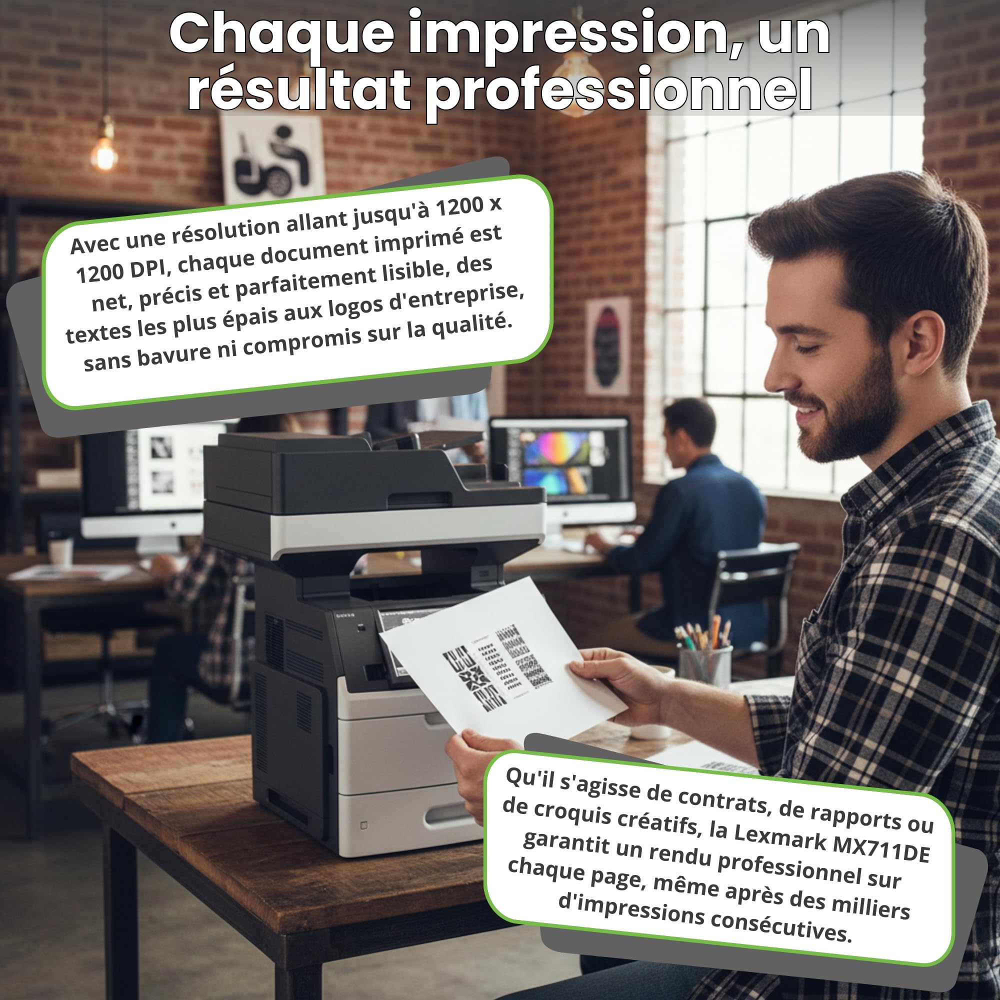 Lexmark MX711de Imprimante Multifonction Laser Monochrome A4 Noir et Blanc 70 ppm Recto Verso Fax Ethernet