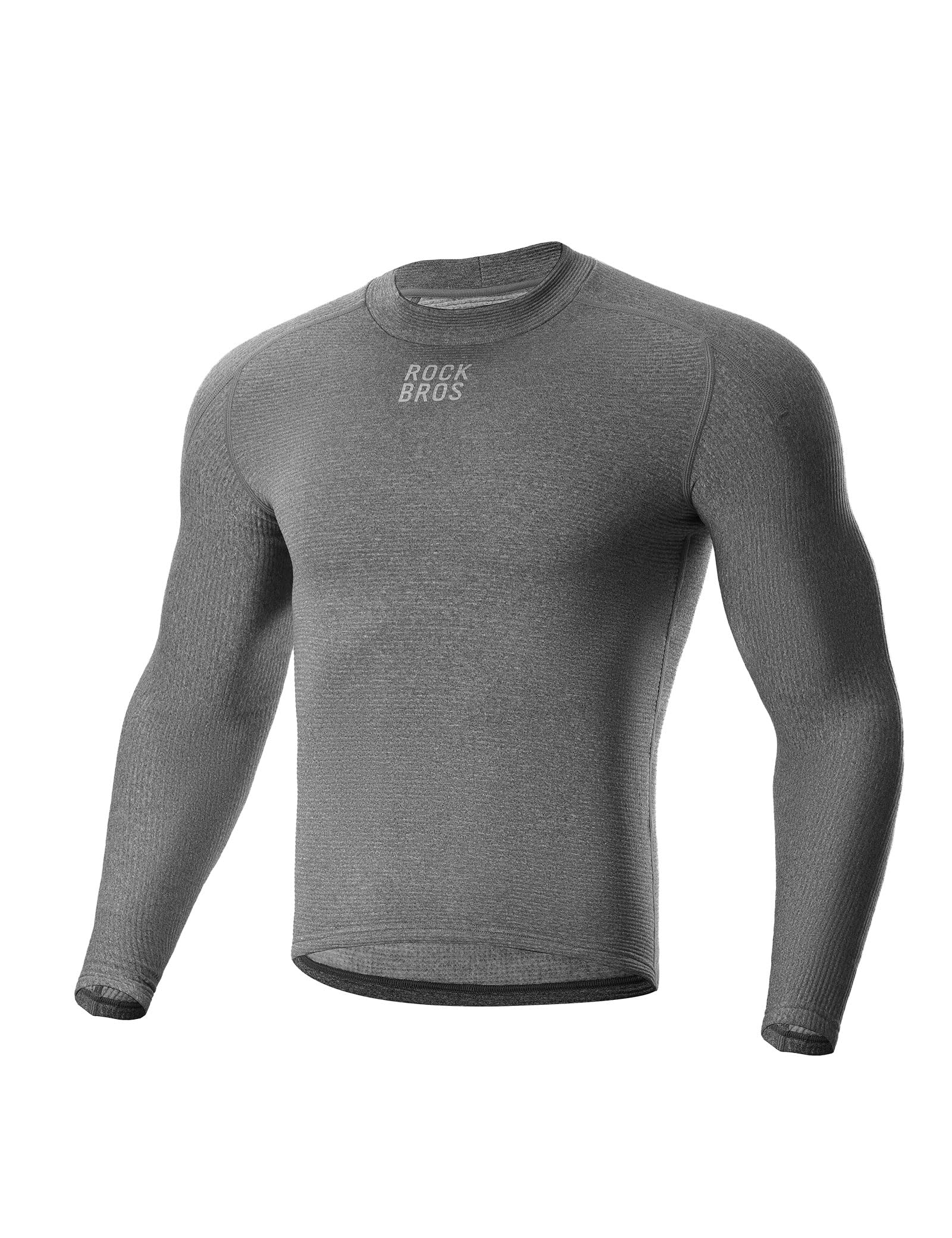 ROCKBROS Maglia Termica Uomo Intimo Inverno Bicicletta in Misto Lana Merino a Maniche Lunghe, Maglia da Ciclismo Caldo e Traspirante, Magliette per MTB Bici Corsa Sport all'Aria Aperta, Grigio