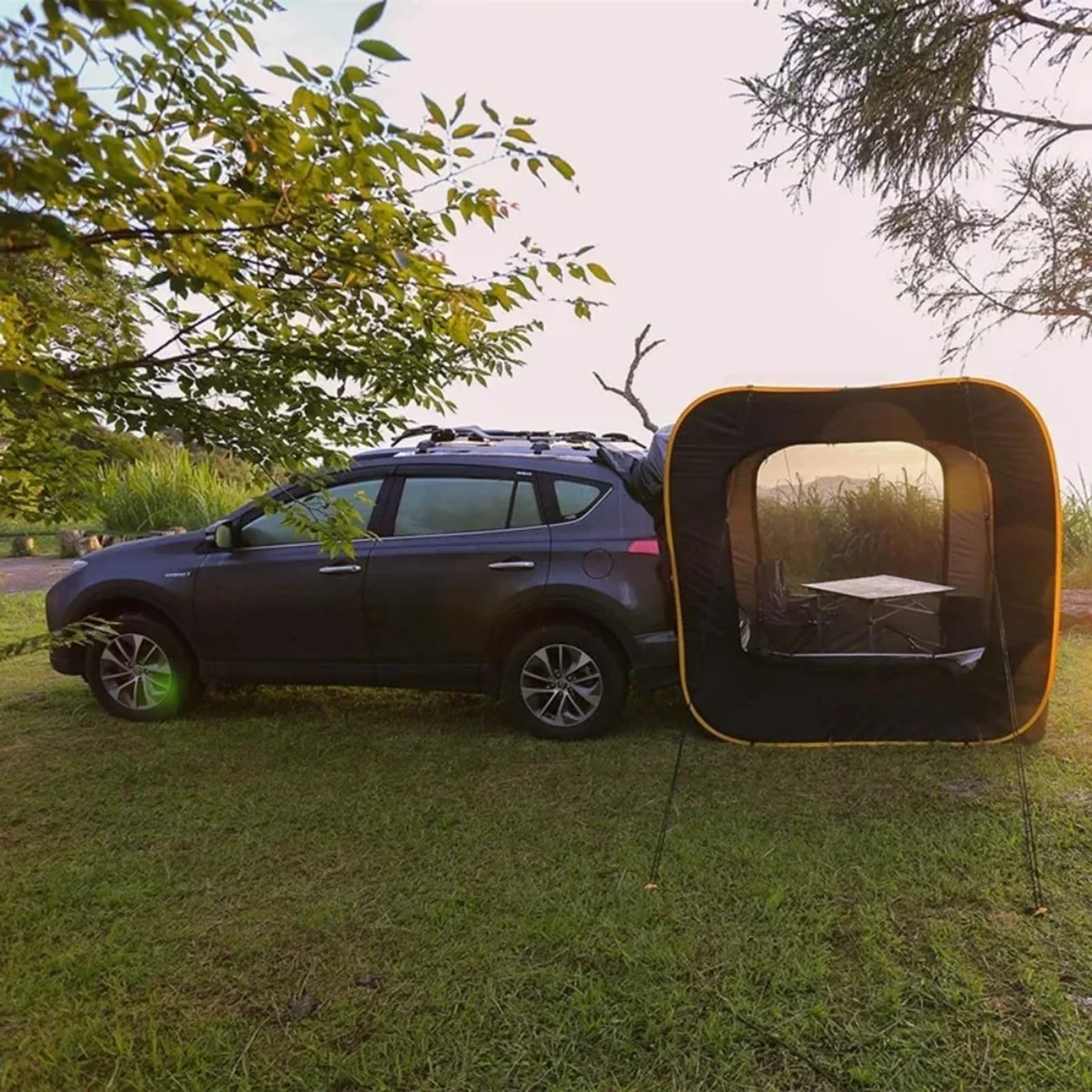 Auto SUV Heckklappenzelt Für 5-8 Personen, Heckklappen Zelt SUV, Auto Heckzelt Für Camping Wasserdicht Langlebig, SUV Heckzelt Einfache Einrichtung (Black, 200x200x200cm)