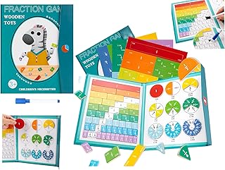 Montessori Magnetic Fraction Educational Puzzle Math Manipulative Tile Kid 3rd 4th 5th Grade Game Book Magnet Learning Ele...