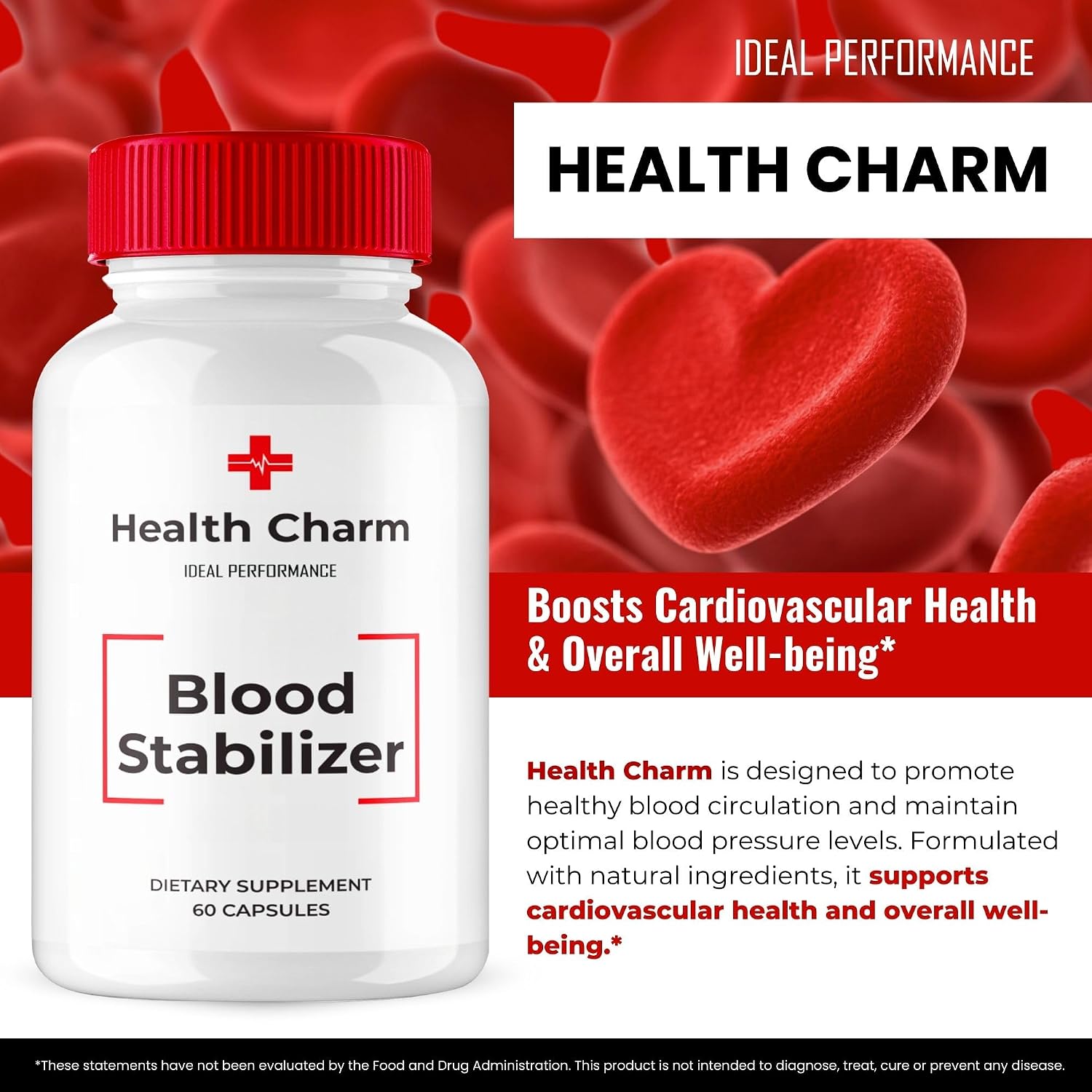 Health Charm Blood Formula Support Capsules, HealthCharm Supplement Pills - Maximum Strength, All Natural Premium Formula, Healthy Circulation & Stable Levels, Health Charm Reviews (3 Pack)