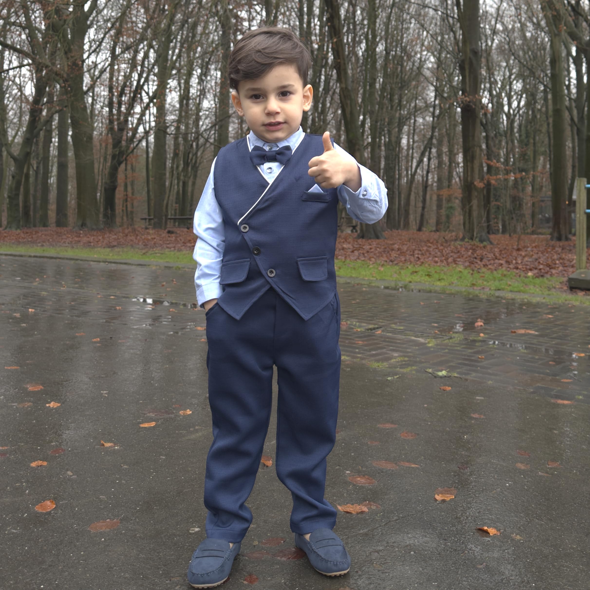 Volunboy Baby Boys Gentleman Suit, Toddler Formal Waistcoat Outfit Wedding Shirts + Vest +Bow Tie 4 PCS Set — view 2
