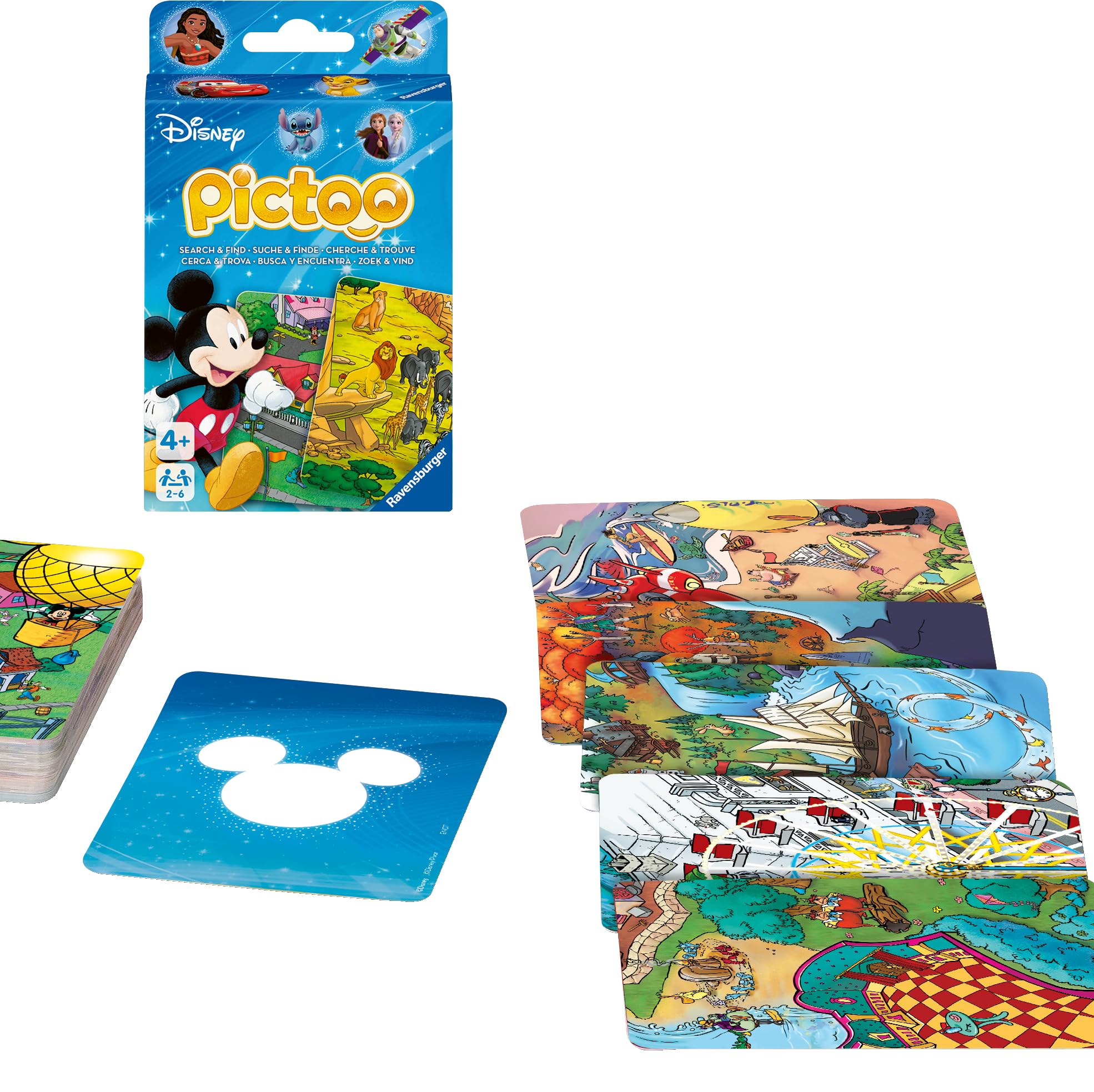 Ravensburger 23478 - Pictoo Disney Kartenspiel - Schnelles Karten-Suchspiel für Kinder ab 4 Jahren, Familienspiel für Kinder und Erwachsene, für 2 bis 6 Spieler