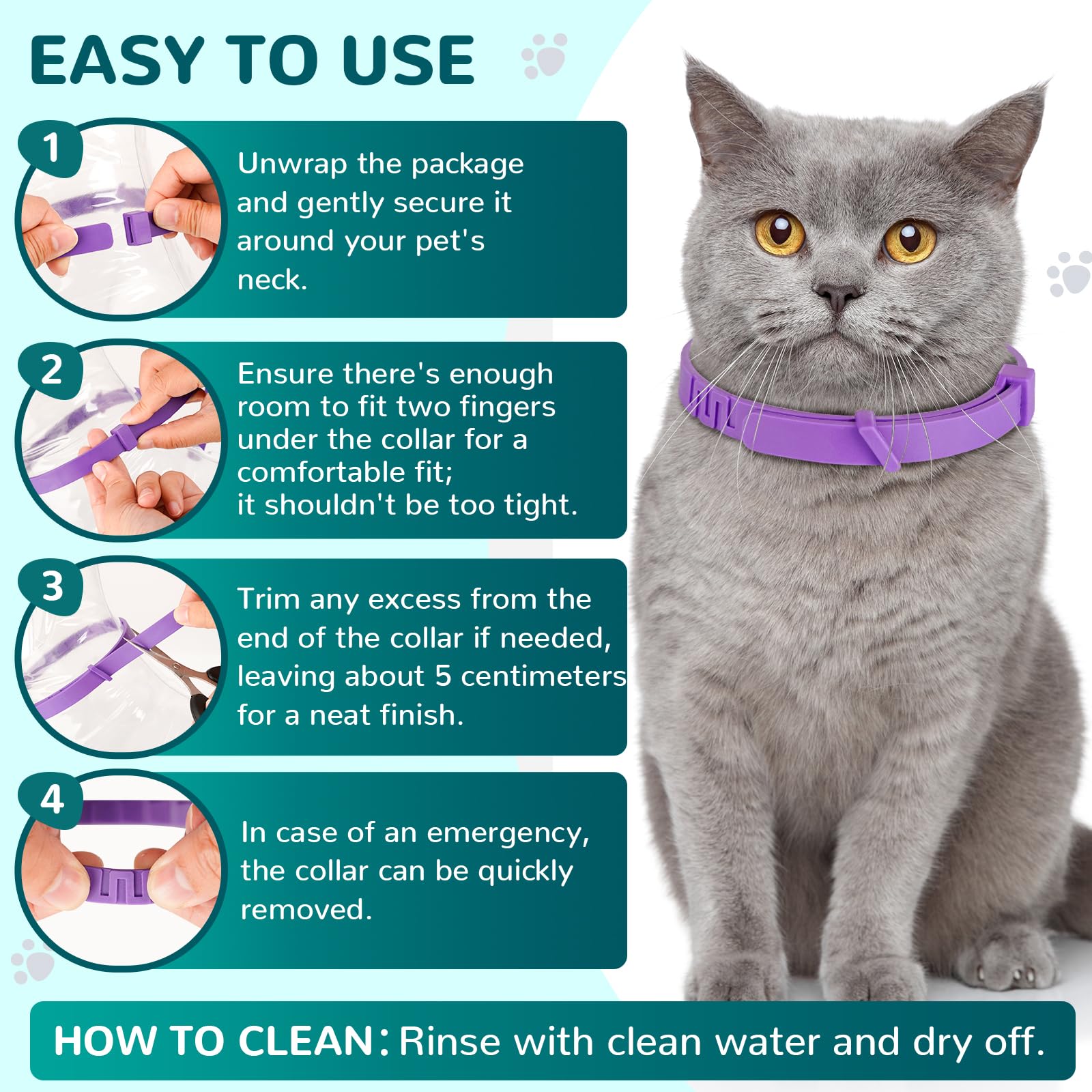 Calming Collar for Cats, Pheromone Collar for Cat Anxiety Relief, 60 Days Adjustable Waterproof TPE, Cat Calming Collars Helps Calm During Loud Noises and Separation (Rainbow, 2 Pack) - image 6