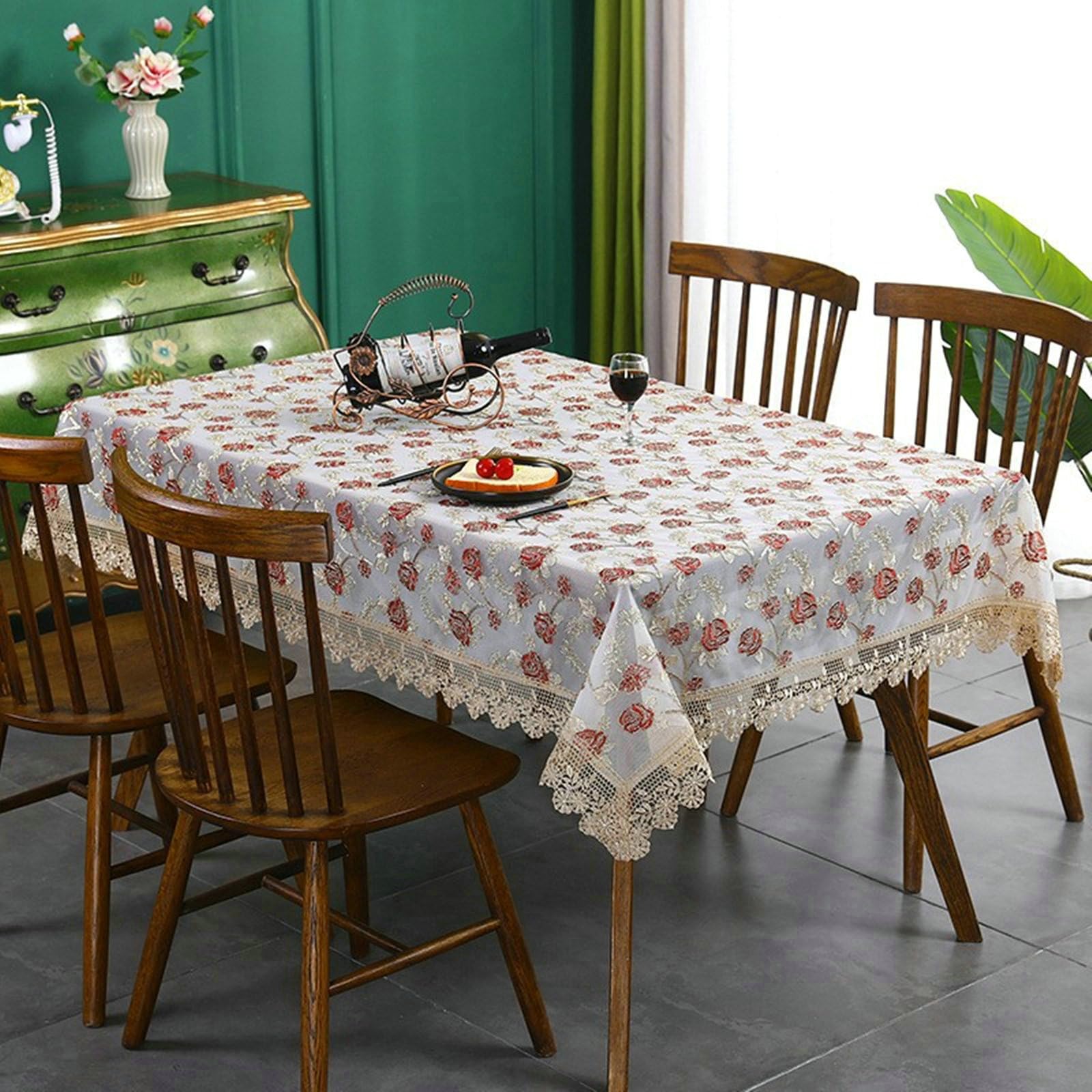 Tovaglia Quadrata Lavabile, Tovaglia 150x150 cm Pizzo Ricamo