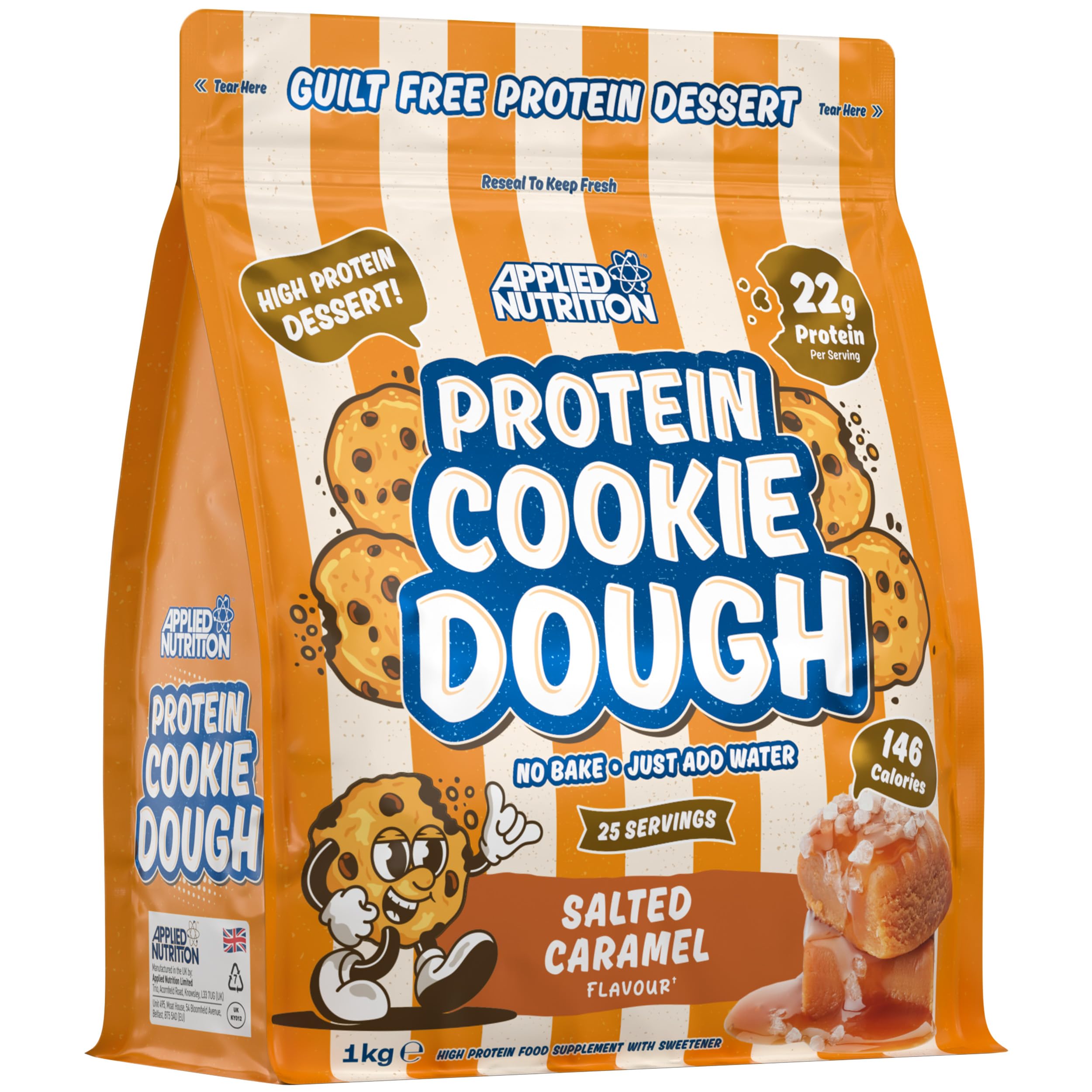 Applied Nutrition Protein Cookie Dough 1kg – High Protein Snack, Over 22g of Protein Per Serving, Ready-to-Eat– Low Calorie, Healthy Treat (1kg – 25 Servings) (Salted Caramel)
