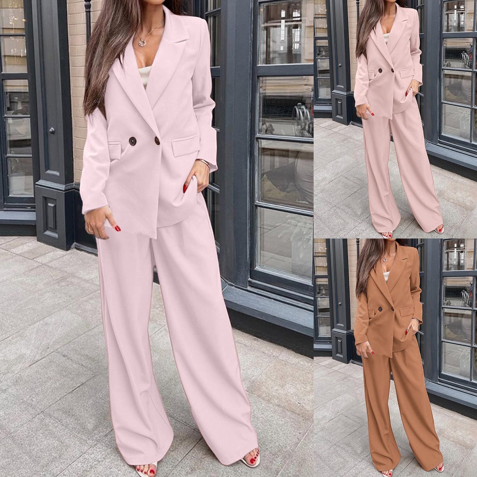 Tailleur Mujer Ceremonia Completo Chándal Mujer Sólido Slim Fit Blazer de Manga Larga+Pantalones Oficina Chaquetas Dos Piezas Elegante Primavera y Otoño Conjunto de Trabajo para Oficina