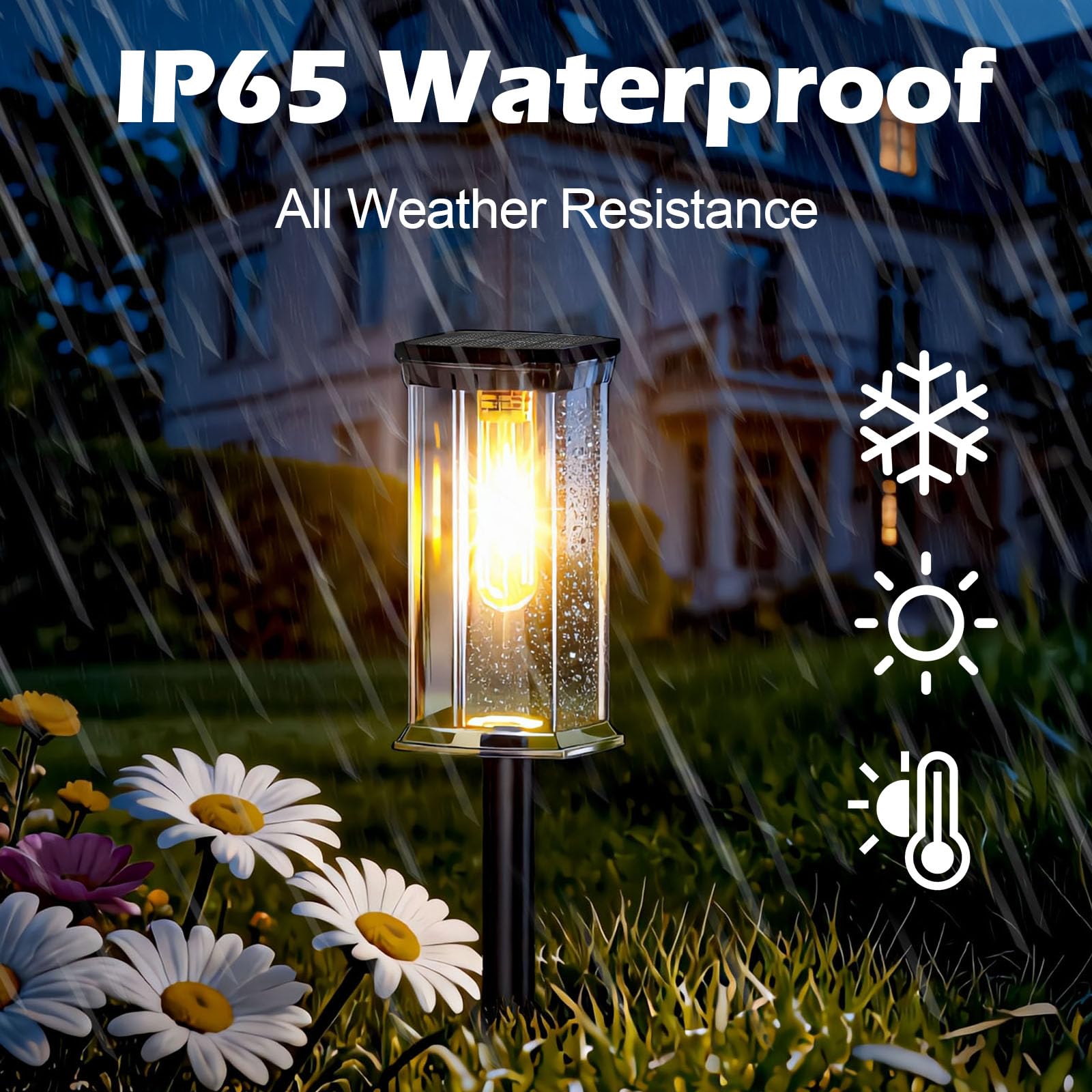 Solarleuchten für den Außenbereich, wasserdicht, solarbetrieben, mit warmweißen LED-Lichtern, Landschaftswegbeleuchtung für Auffahrt, Terrasse, Rasen, 12 Stück