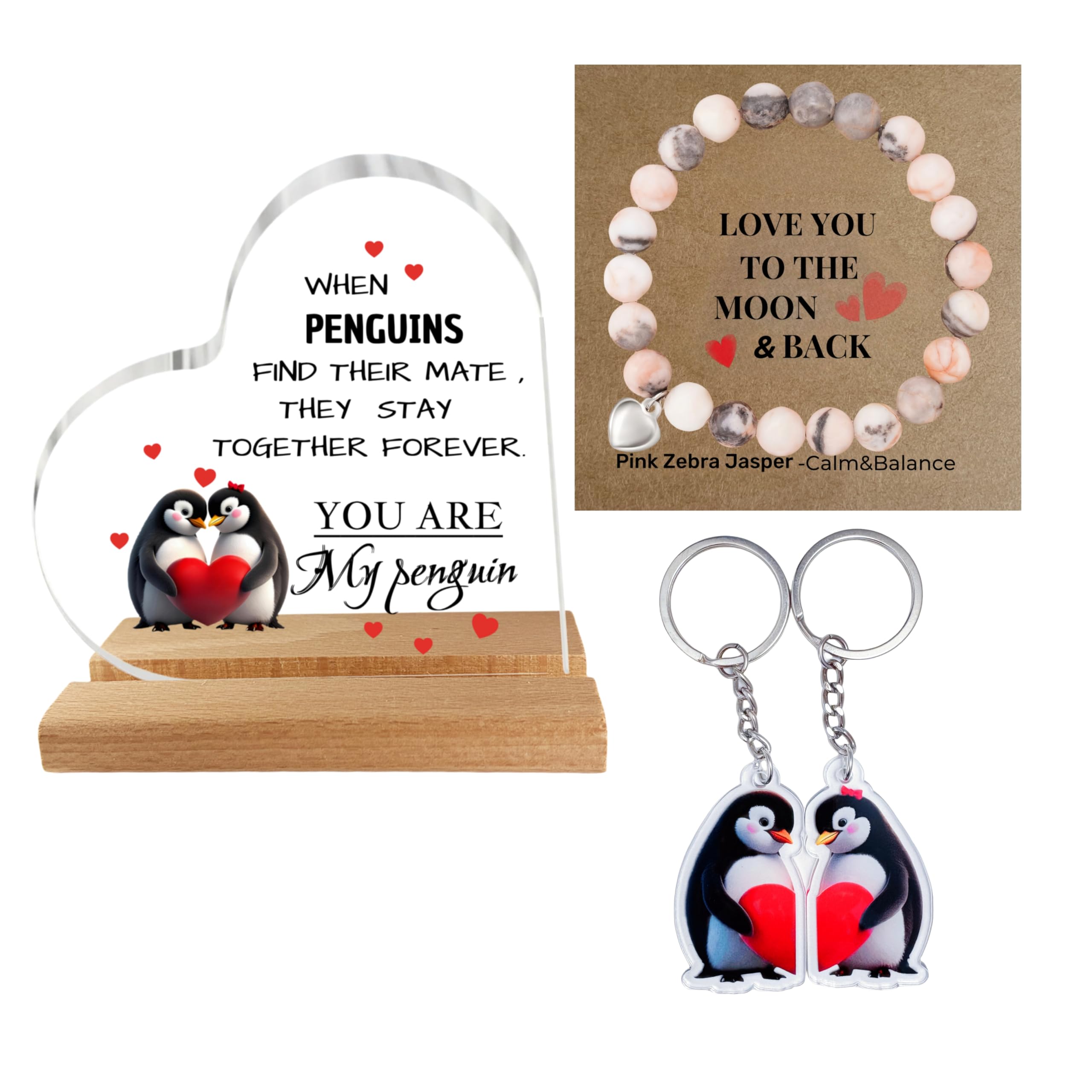 Anniversary Plaque Gifts for Her – Valentines Gifts for Her for Women,Romantic Penguin Couple Acrylic Decor – Gifts for Girlfriend, Wife – Anniversary Plaque Gifts for Couple