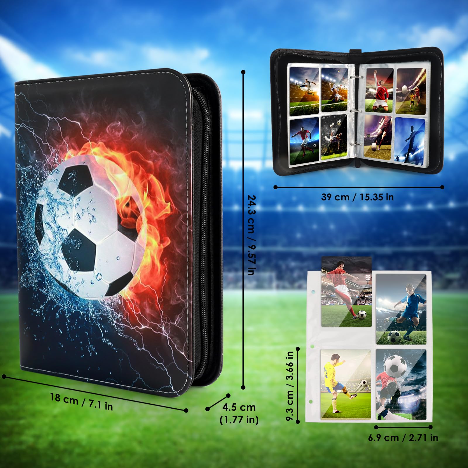 Voetbal Kaarten Album - 400 Kaarten Opslag & Verzamelmap - Waterdicht